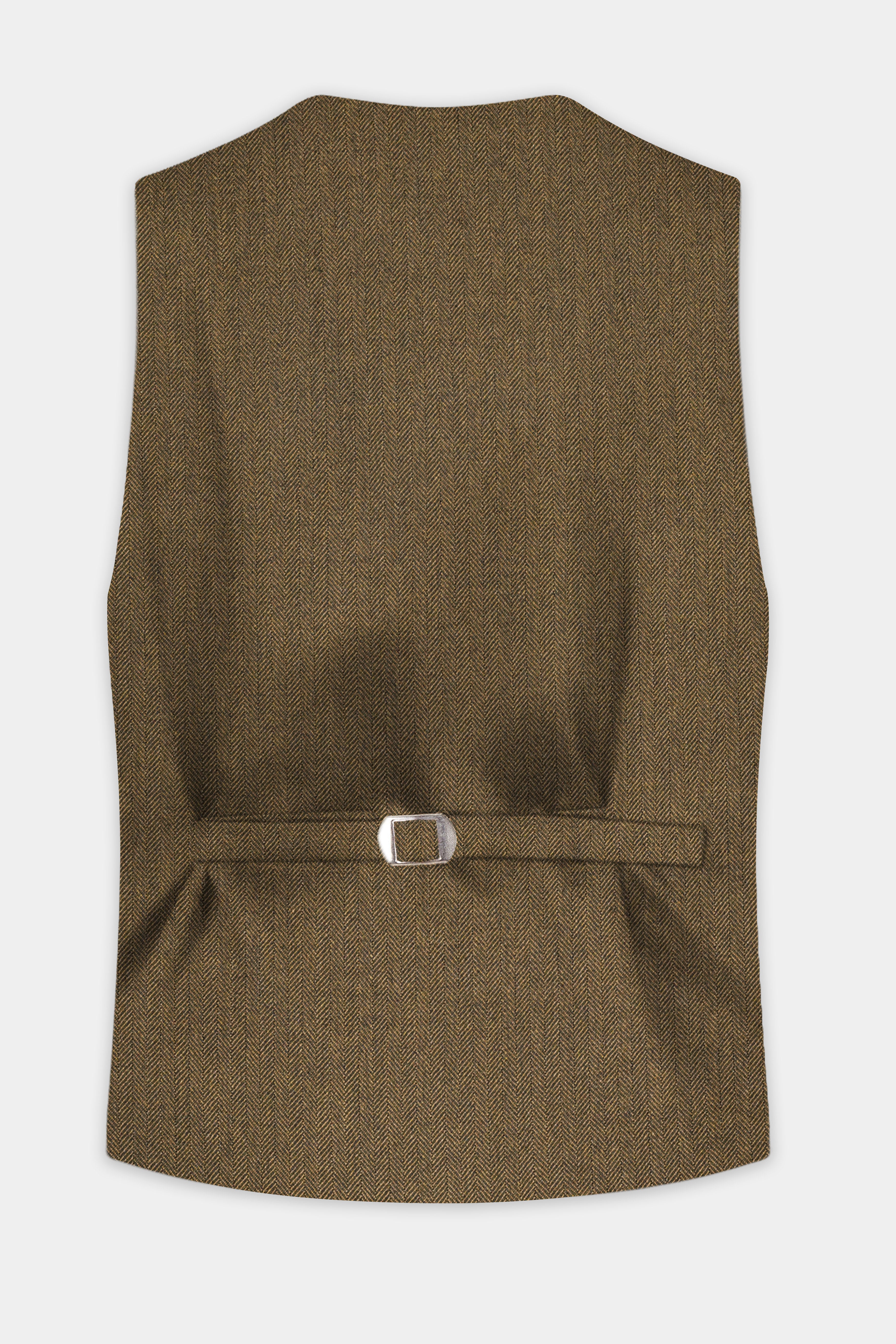 Bronze herringbone Plaid Tweed Waistcoat