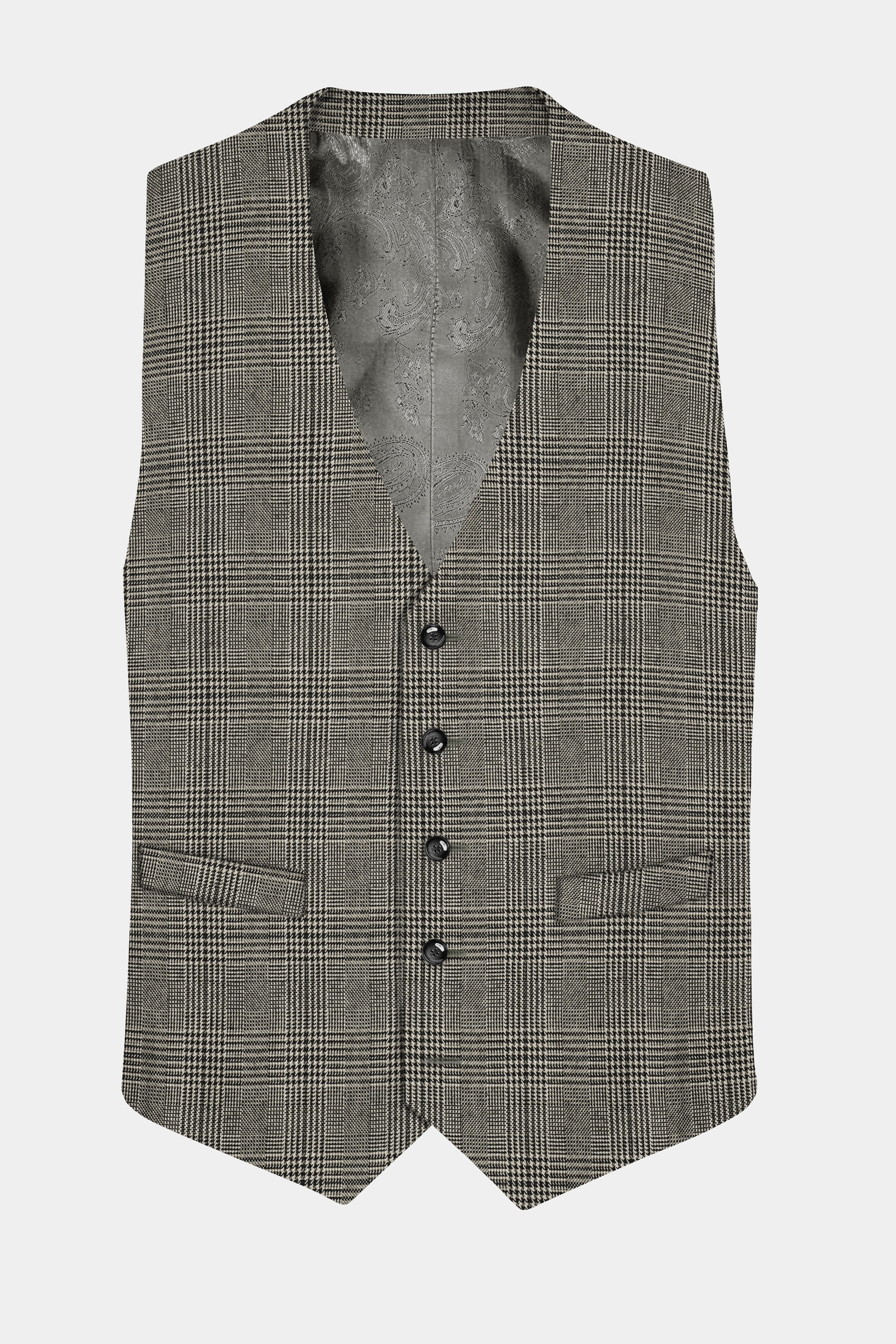 Spicy Brown Plaid Tweed Waistcoat