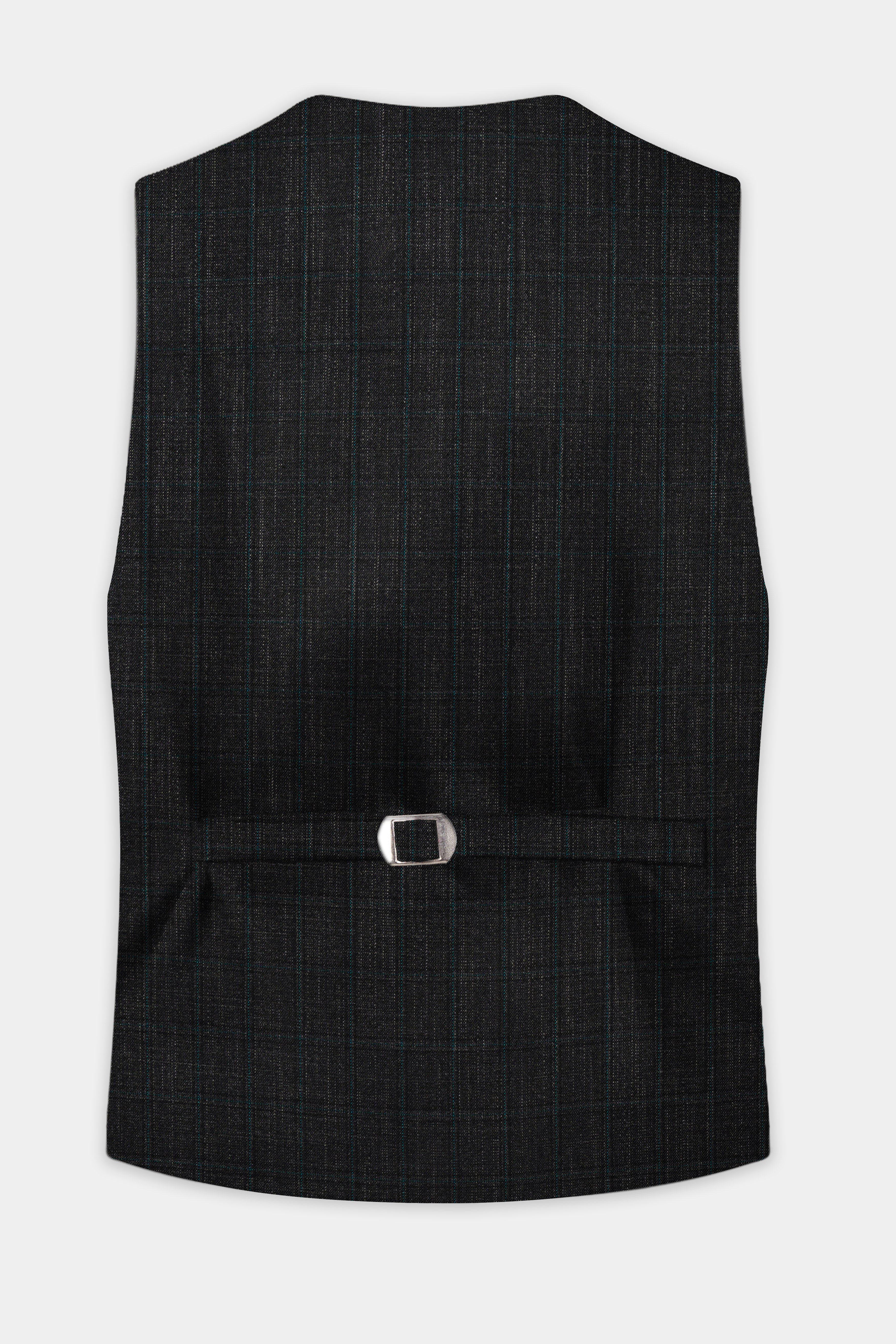 Charcoal Gray Plaid Wool Rich Waistcoat