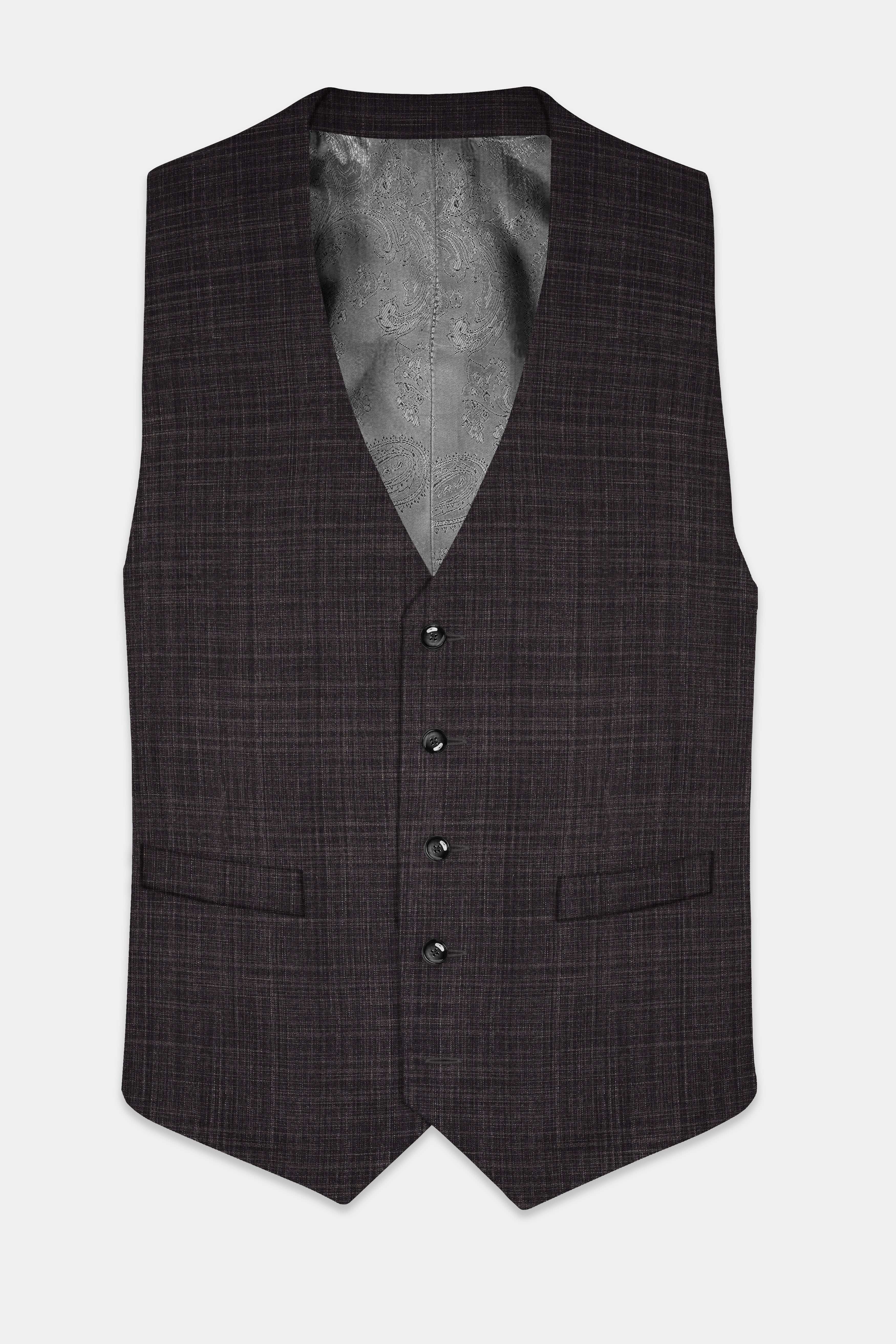 CaféNoir-Piano Brown Textured Wool Rich Waistcoat