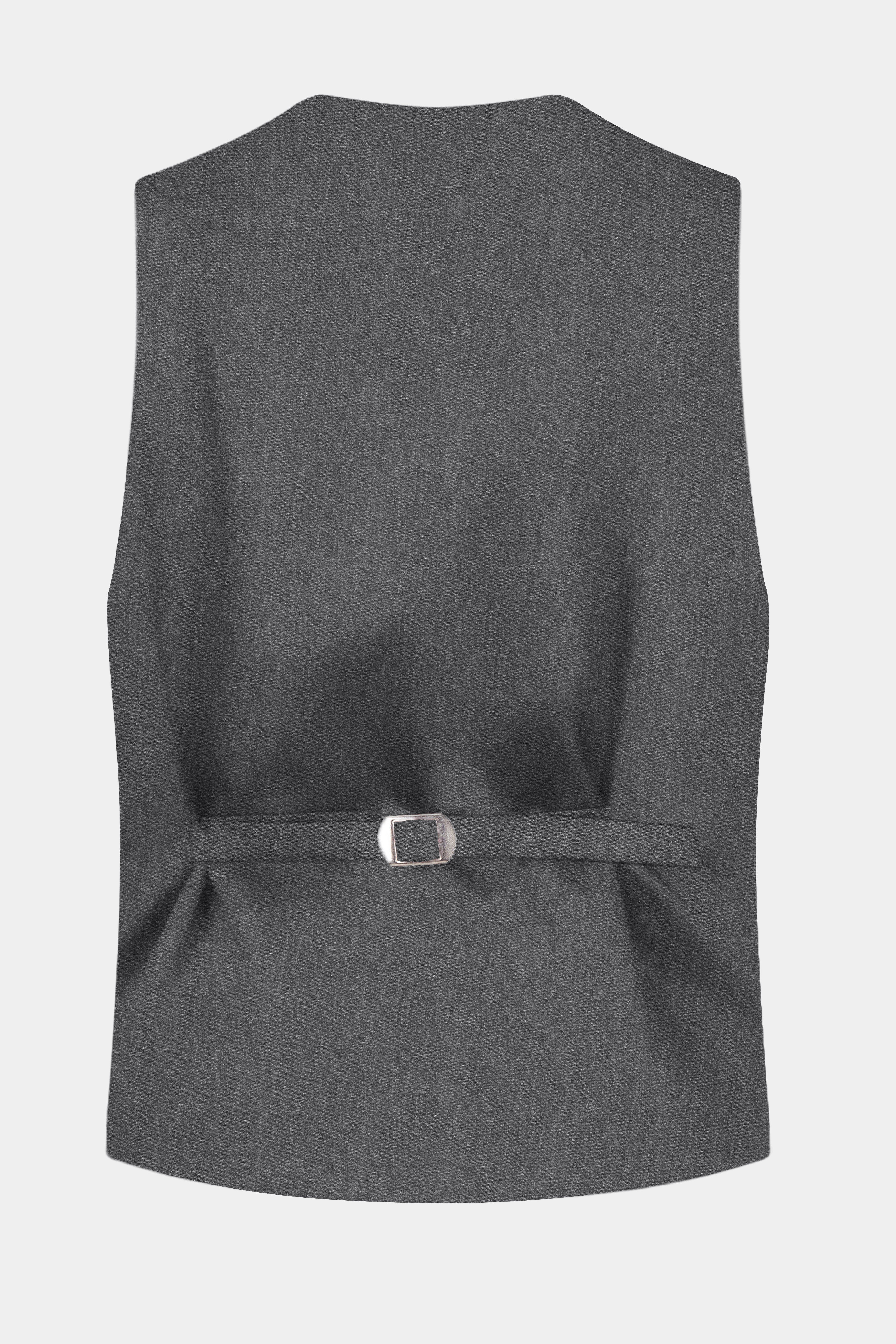 Granite-Gravel Gray Textured Cotton Waistcoat