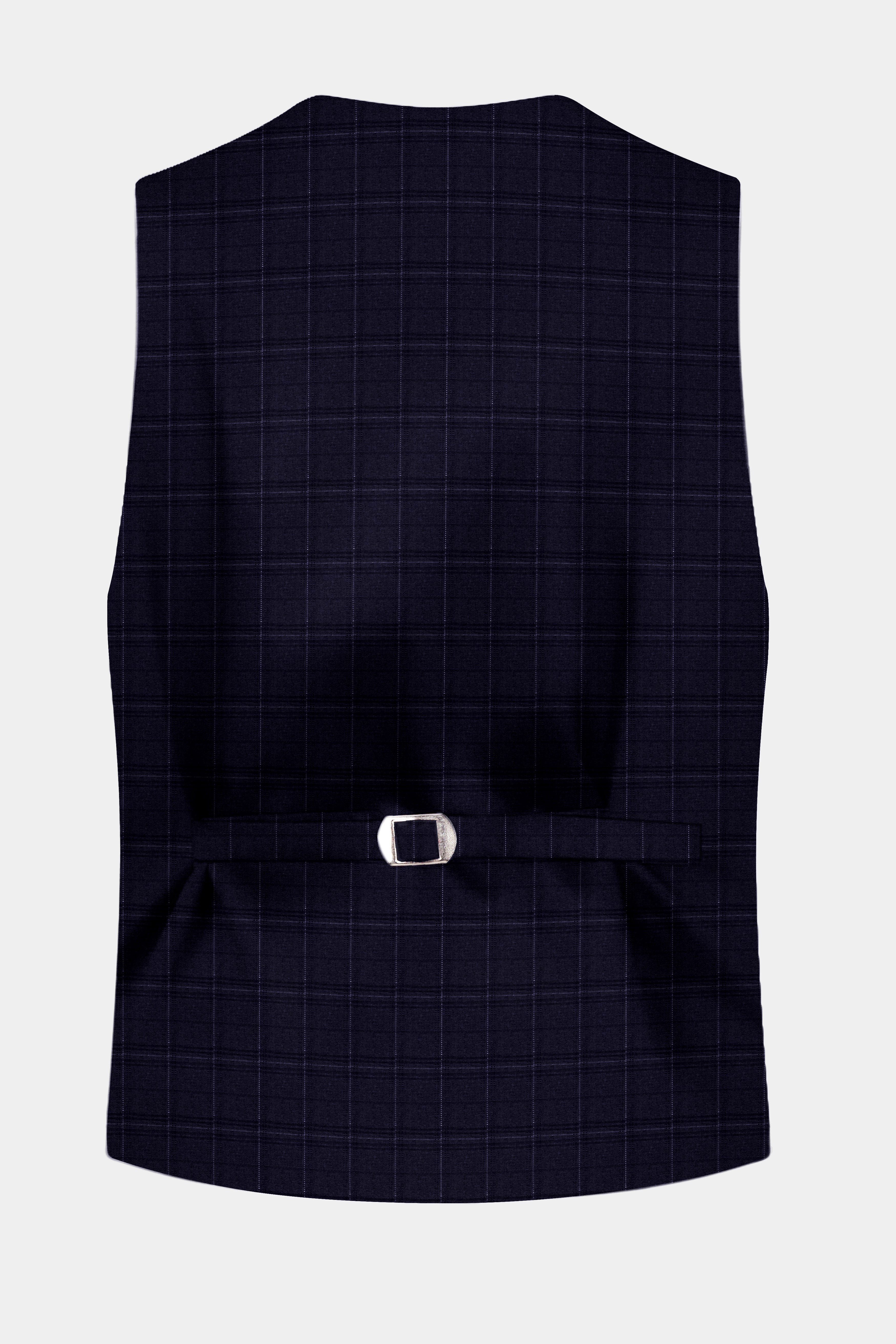 Sapphire Grid-Mirage Blue Plaid Wool Rich Waistcoat