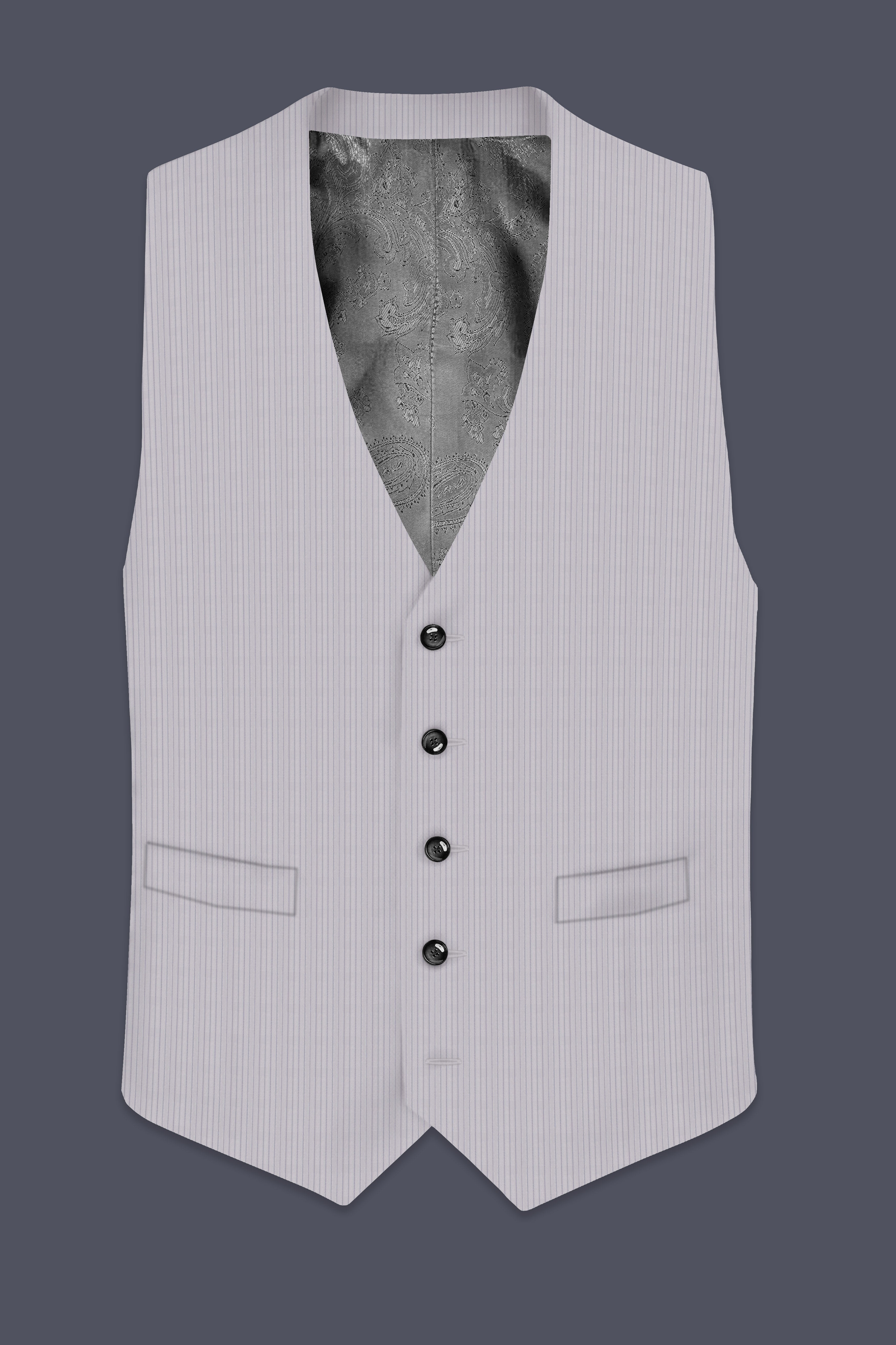 Parisian-French Gray Striped Wool Rich Waistcoat