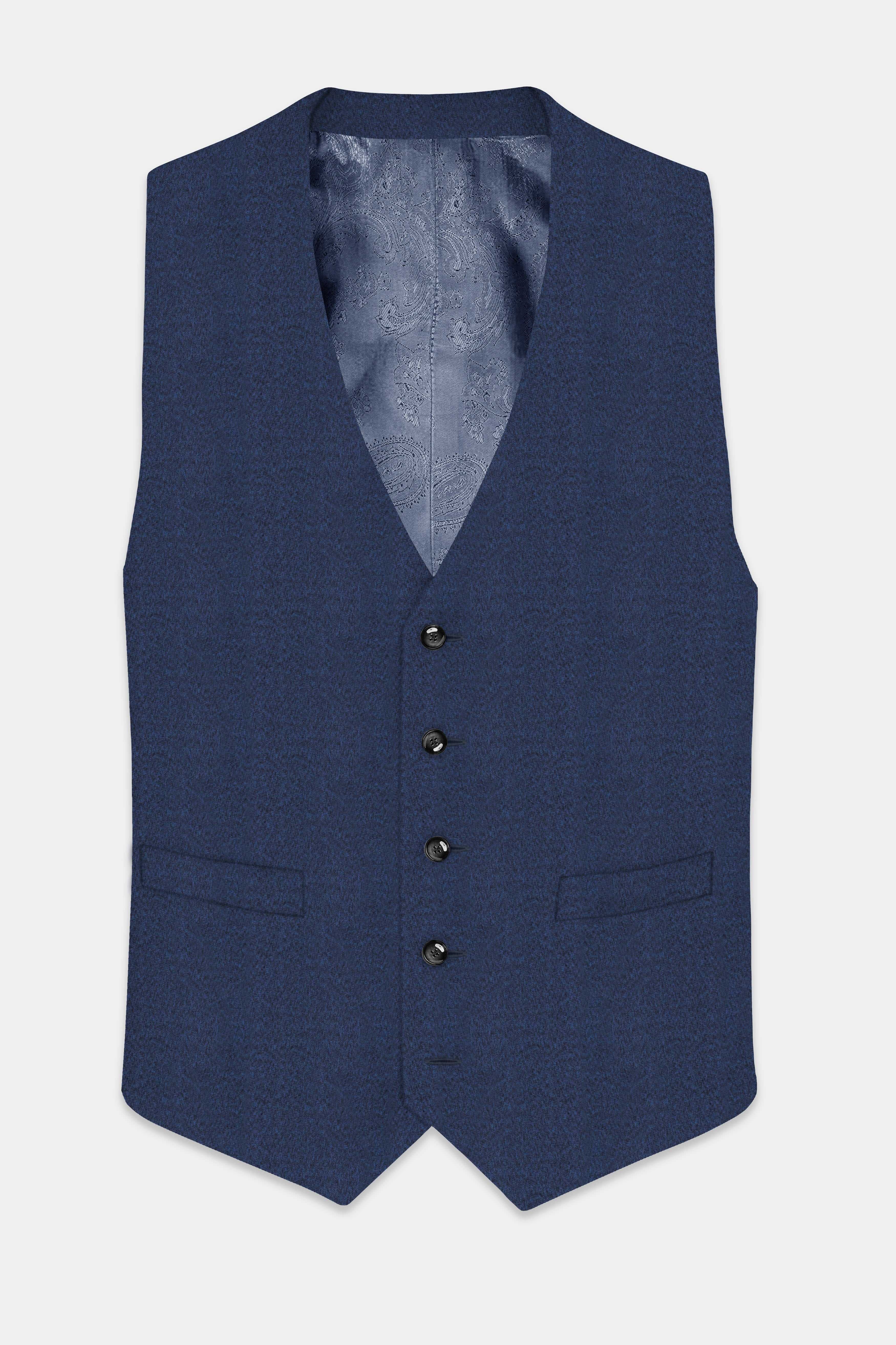 Nautical Crest-Martinique Blue Textured Cotton Waistcoat