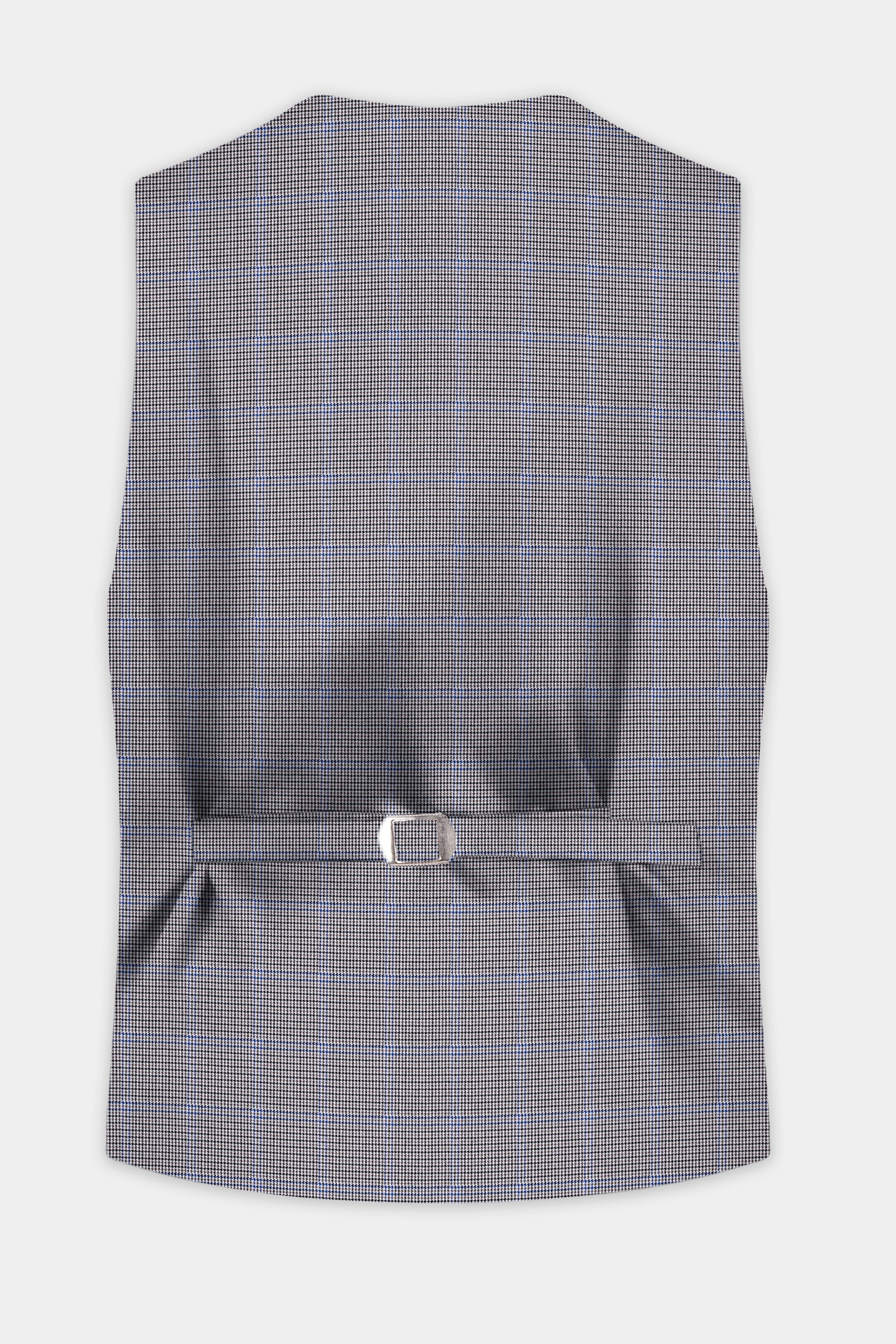 Aristo Blue-Dolphin Gray Plaid Wool Rich Waistcoat