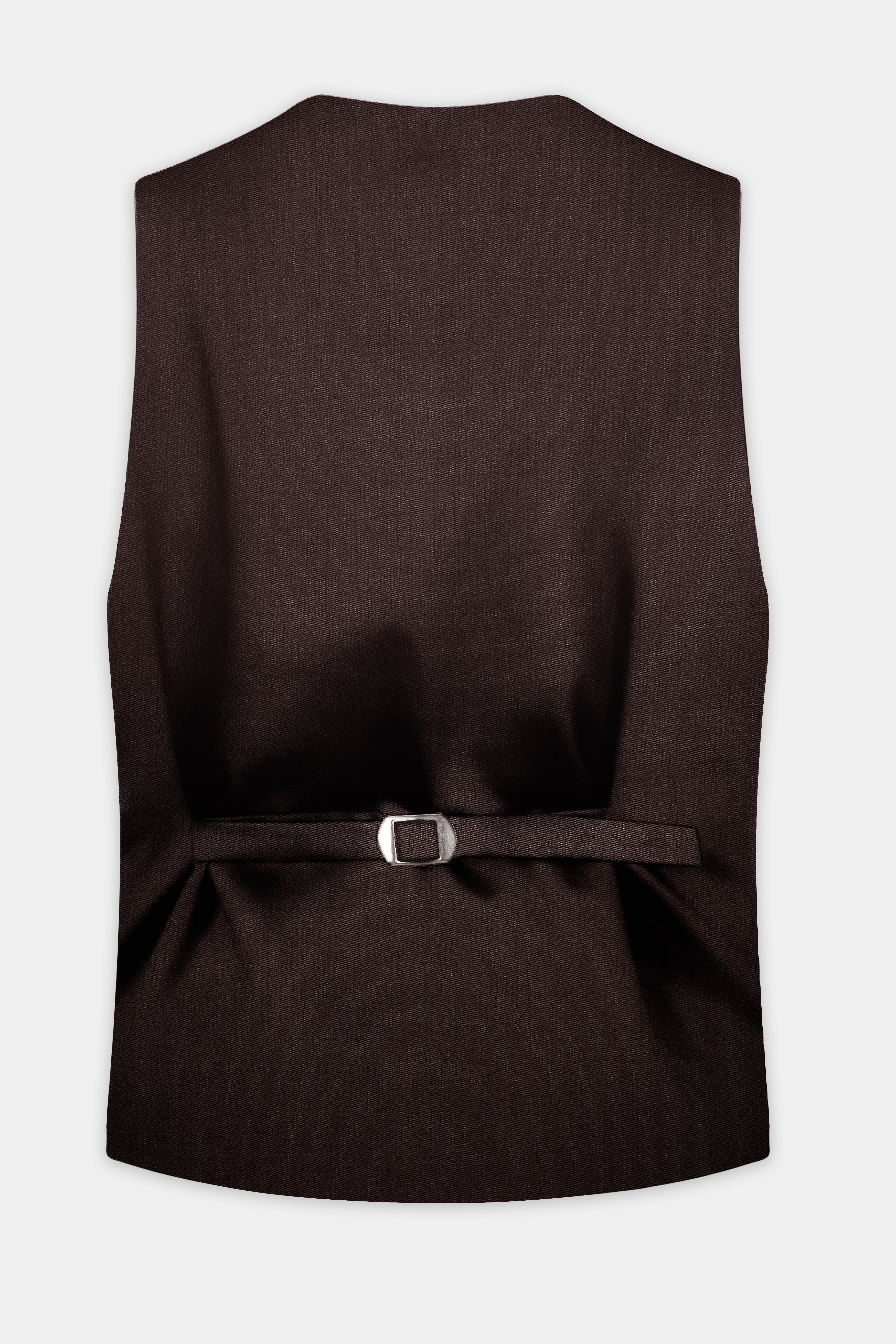 Espresso-Hickory Brown Solid Wool Rich Slight Stretch Waistcoat