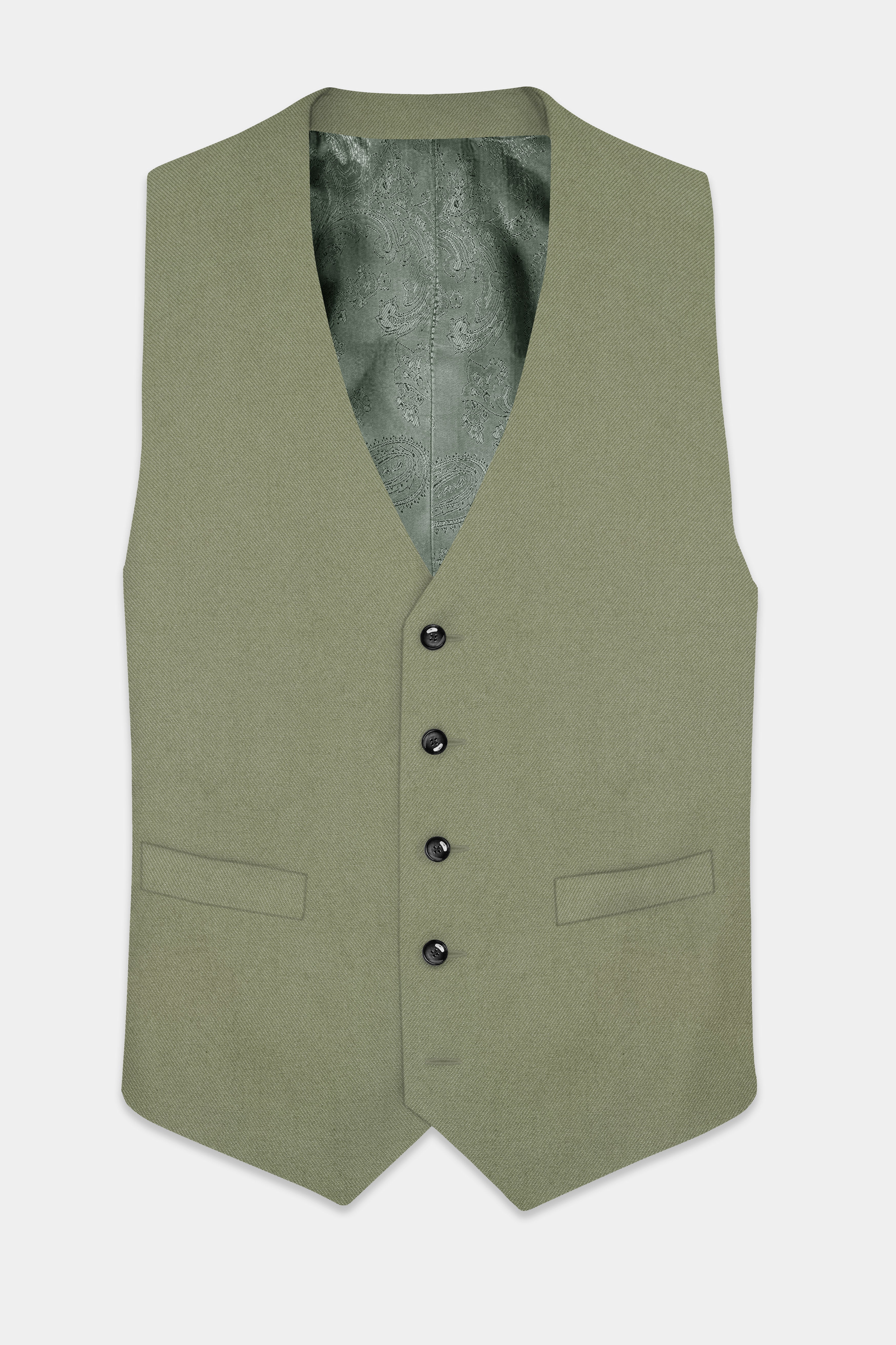 Georgette-Limed Ash Green Solid Cotton Waistcoat