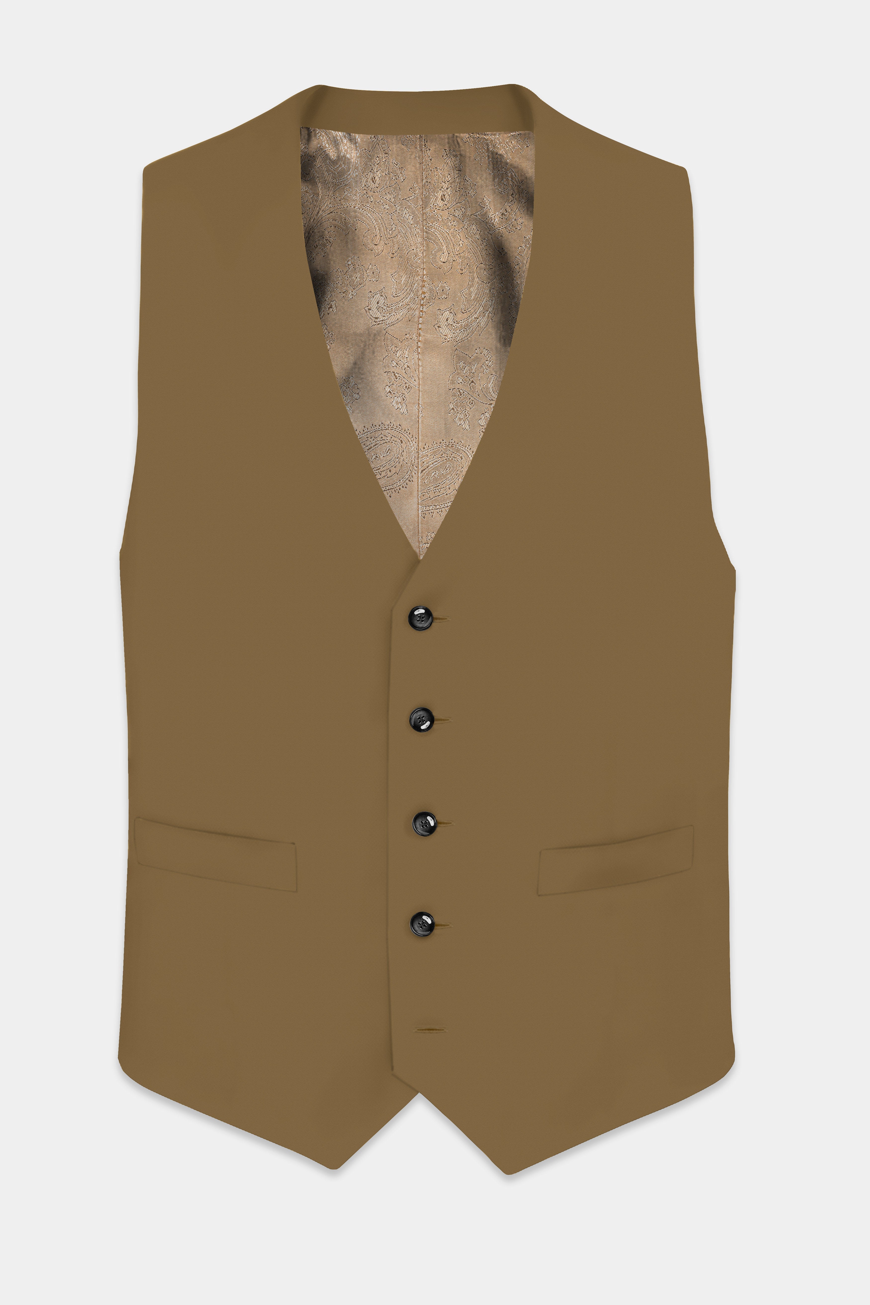 Walnut Luxe-Arrowtown Brown Solid Cotton Waistcoat