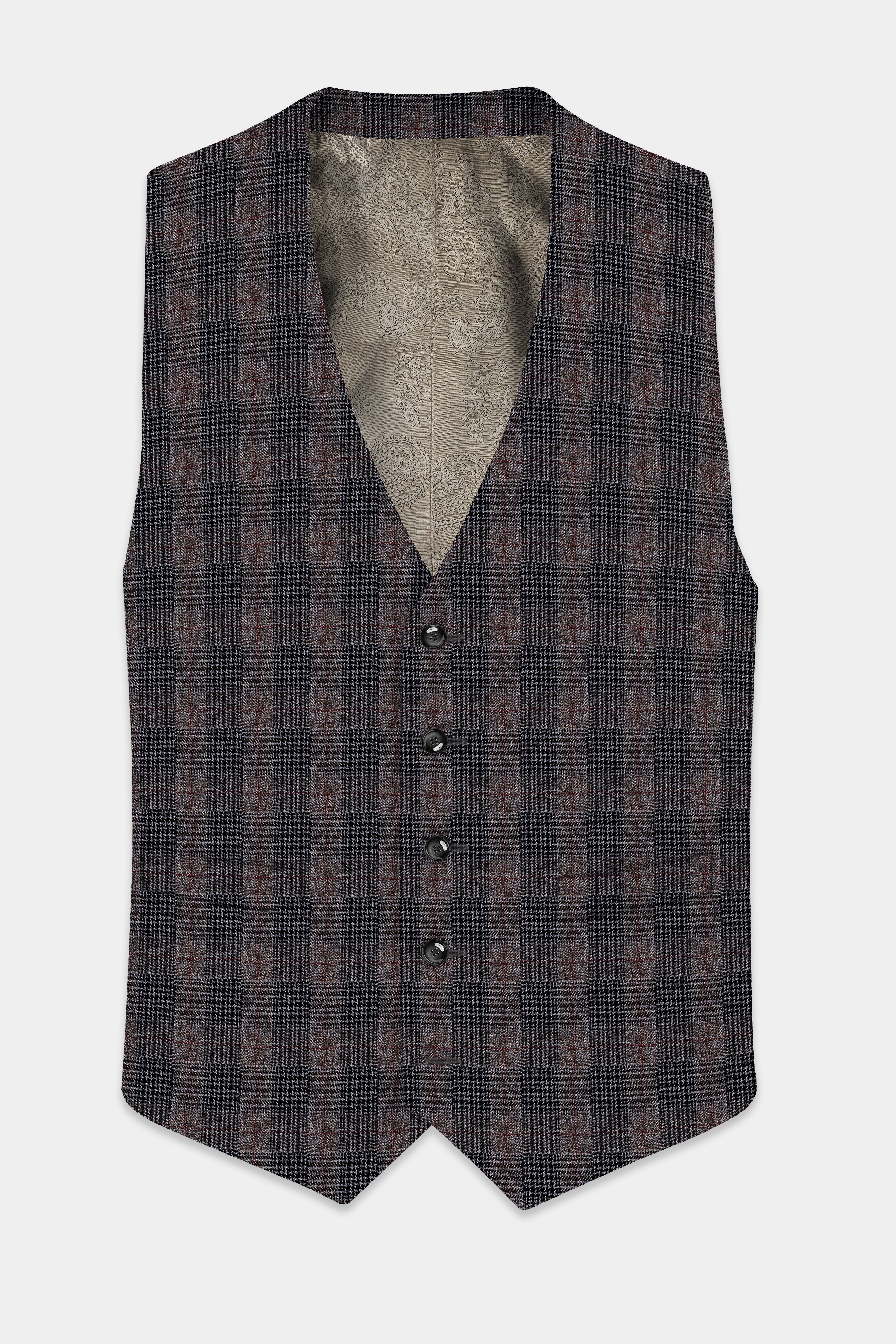 Rustic-Matterhorn Brown Plaid Tweed Waistcoat