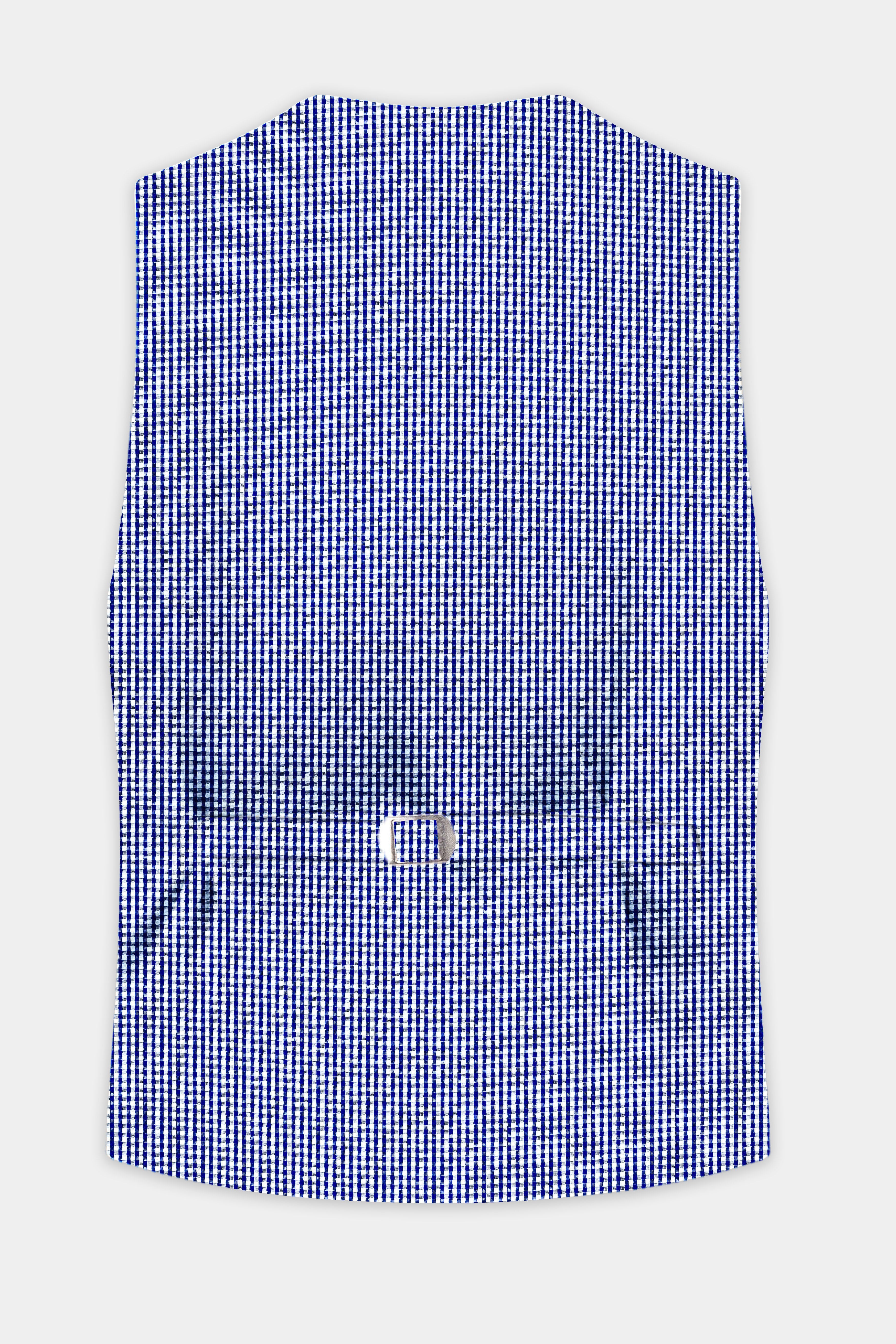 Nautilus-Torea Bay Blue And Bright White Gingham Plaid Cotton Waistcoat