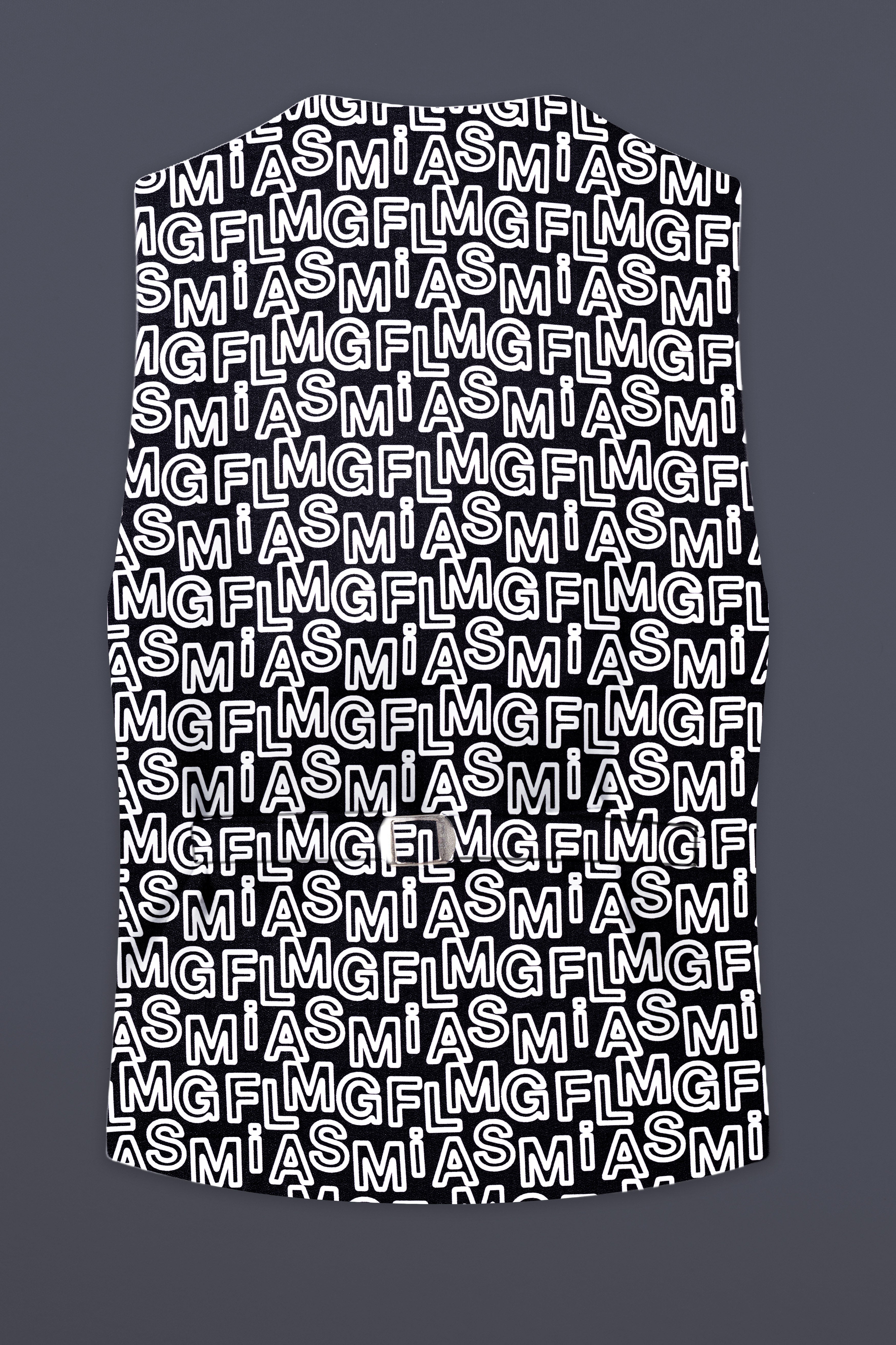 Jaguar Black And Bright White Alphabets Printed Premium Cotton Waistcoat