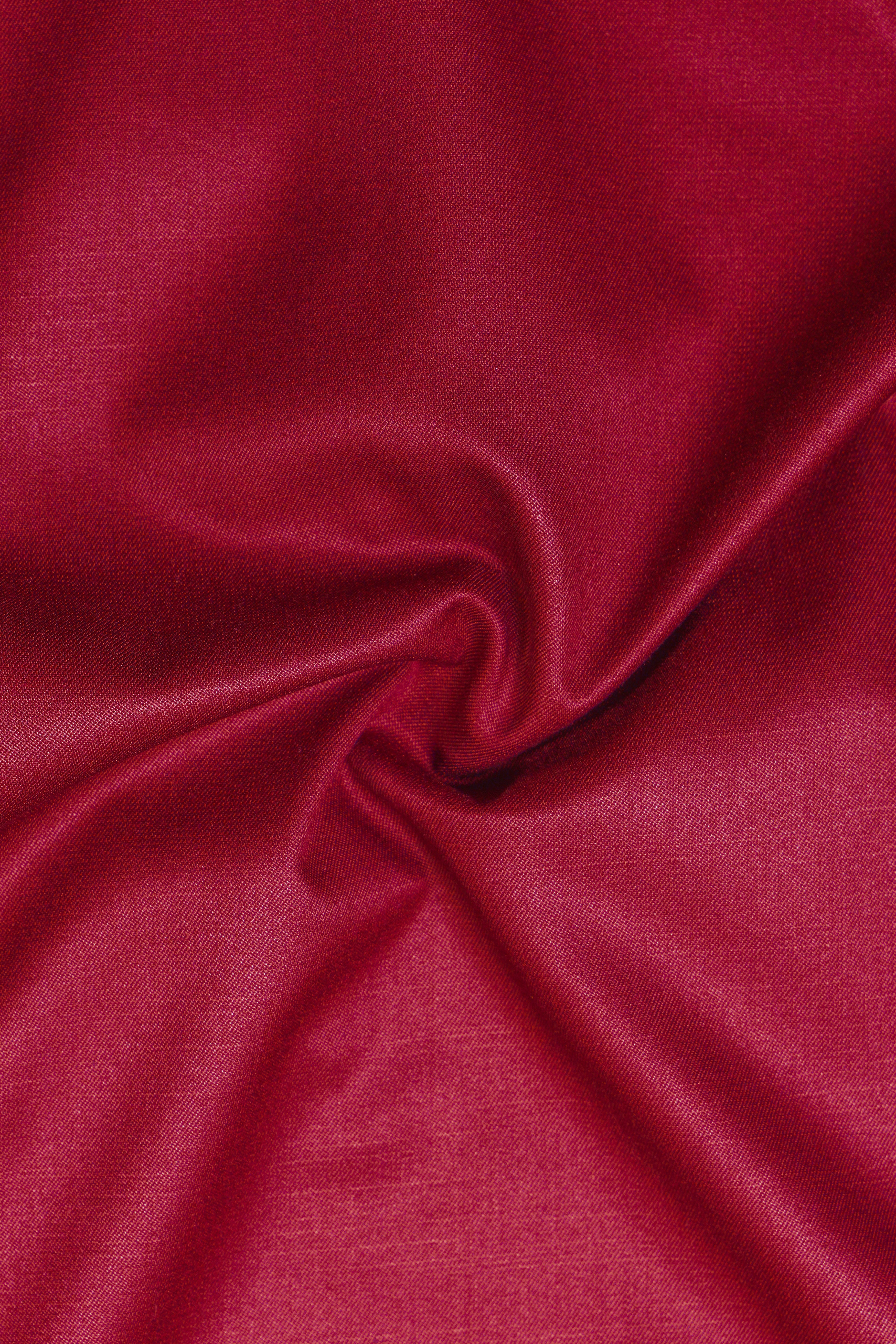 Vermilion-Chili Red Solid Wool Rich Slight Stretch Waistcoat