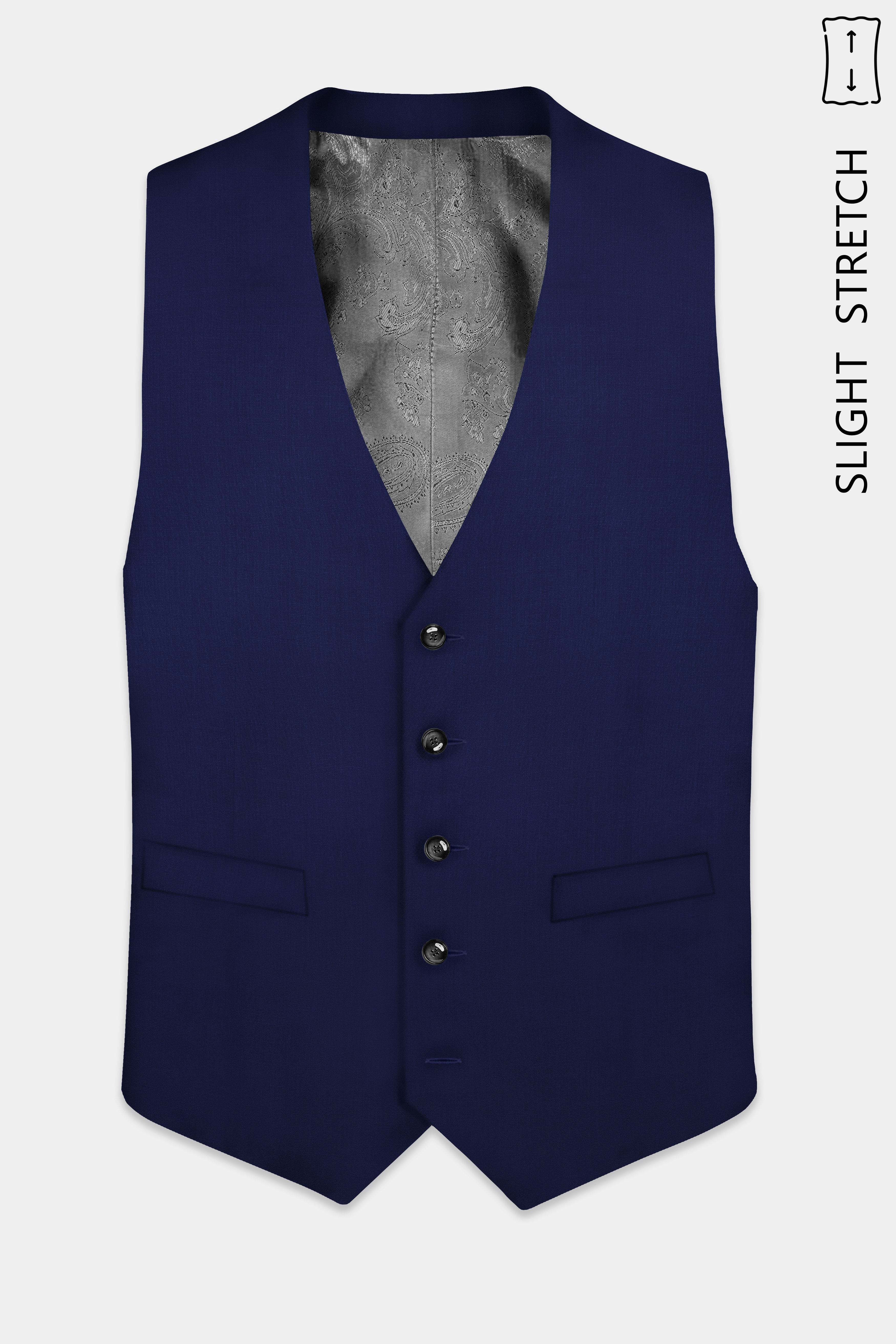 Celestia-Blue Solid Wool Rich Slight Stretch Waistcoat