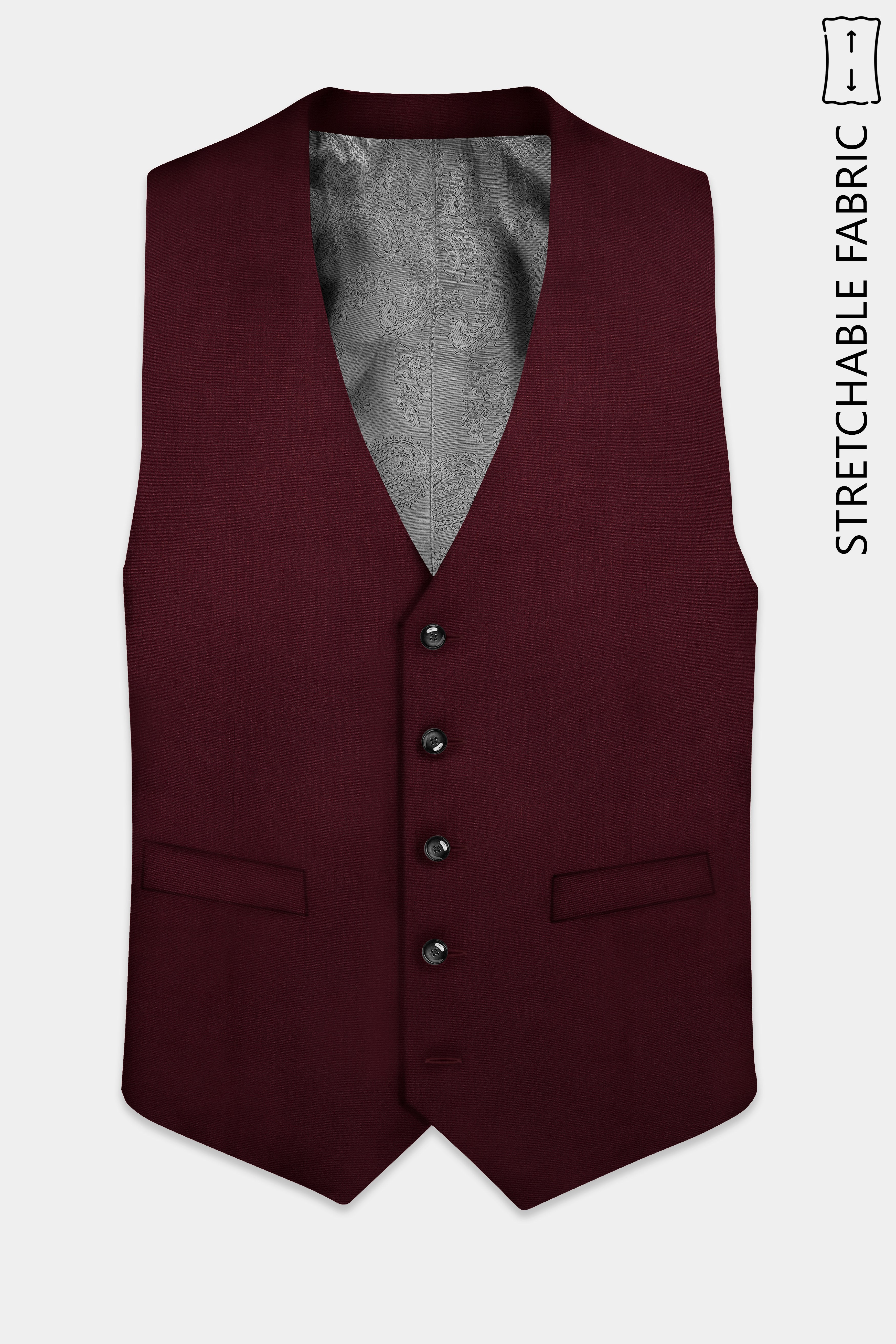 SepiaElite-Tamarind Brown Solid Wool Rich Slight Stretch Waistcoat