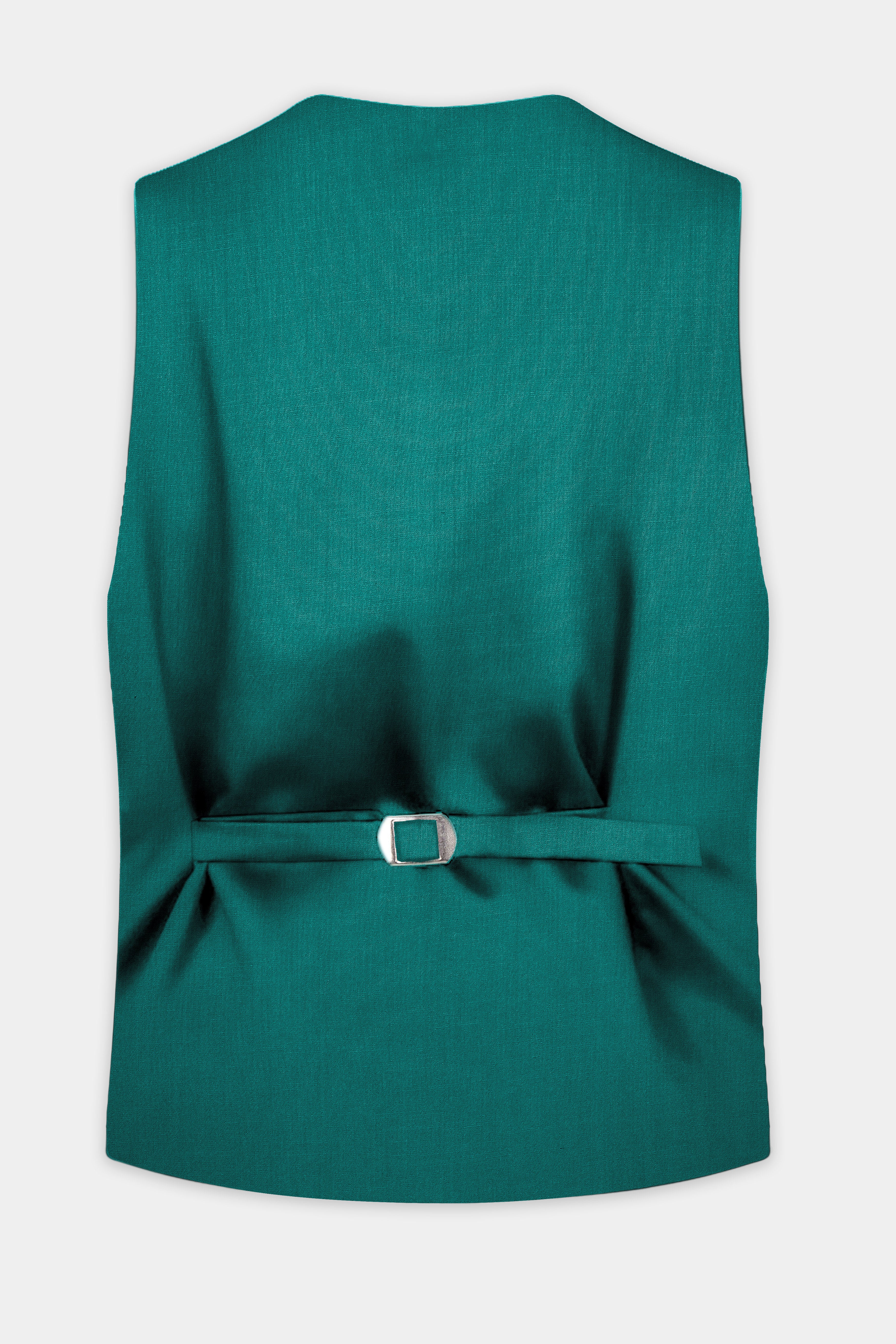 Verdant Classic-Surfie Green Solid Wool Rich Slight Stretch Waistcoat
