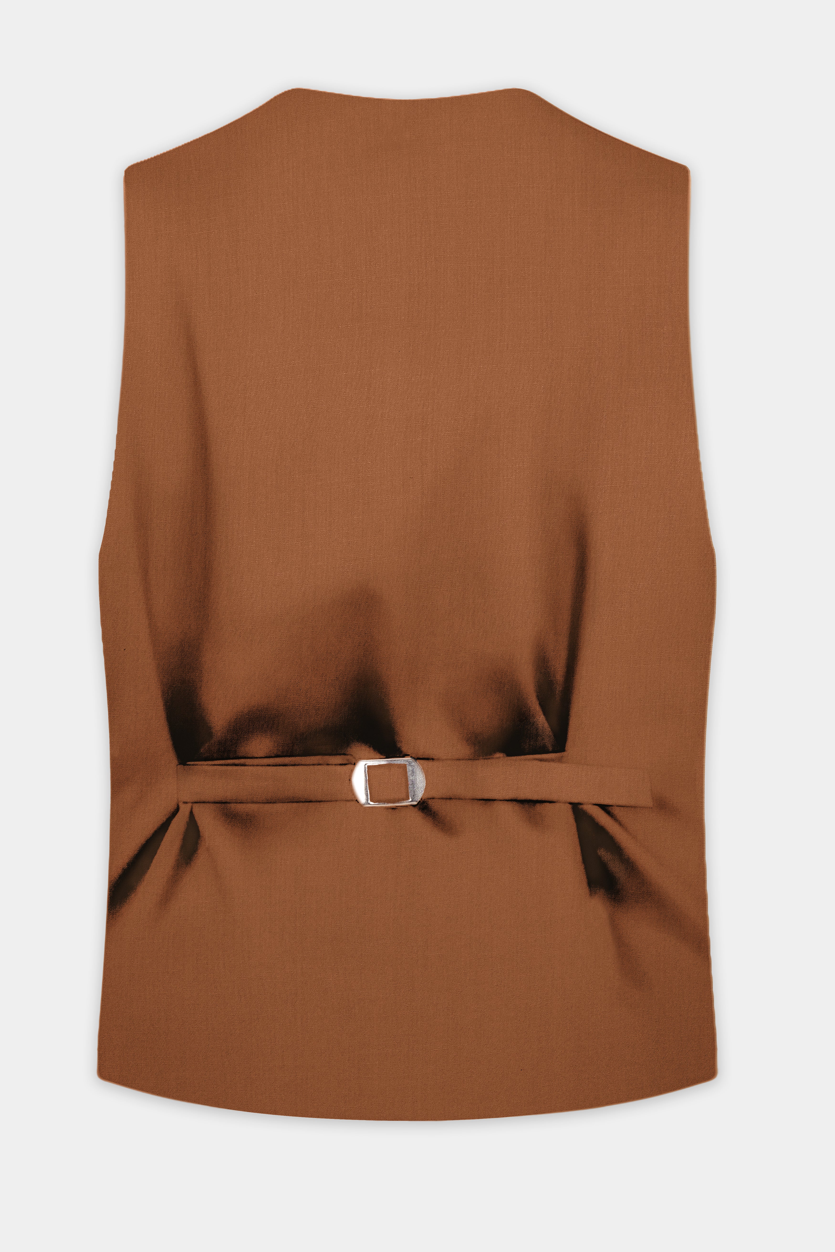 Cinnamon Oak-Sienna Brown Solid Wool Rich Slight Stretch Waistcoat