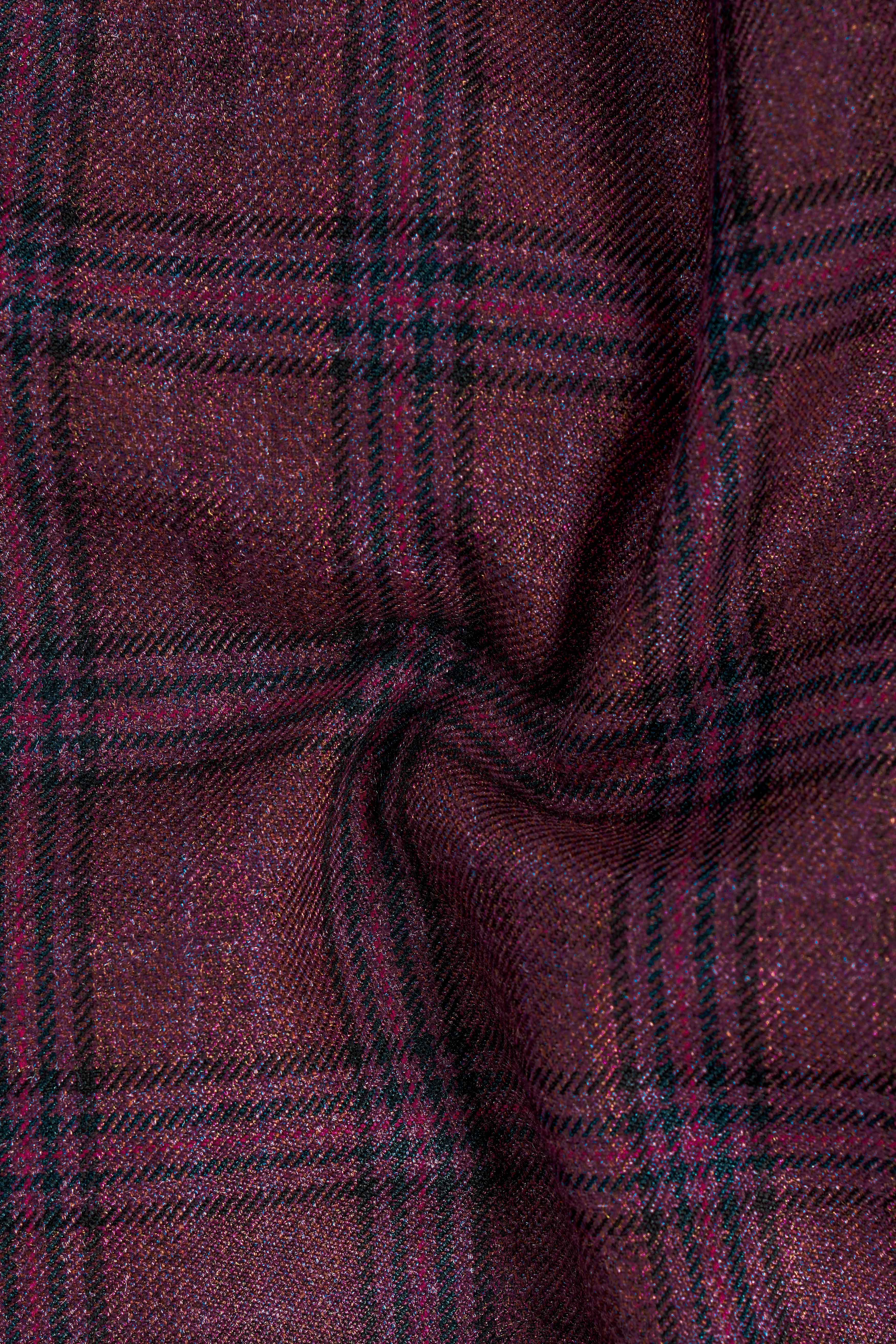 Berry Grid-Livid Maroon Plaid Tweed Waistcoat