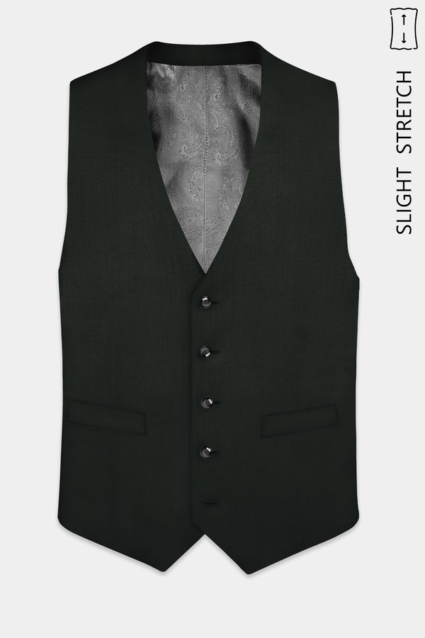 Verdant Majesty-Juniper Green Solid Wool Rich Slight Stretch Waistcoat