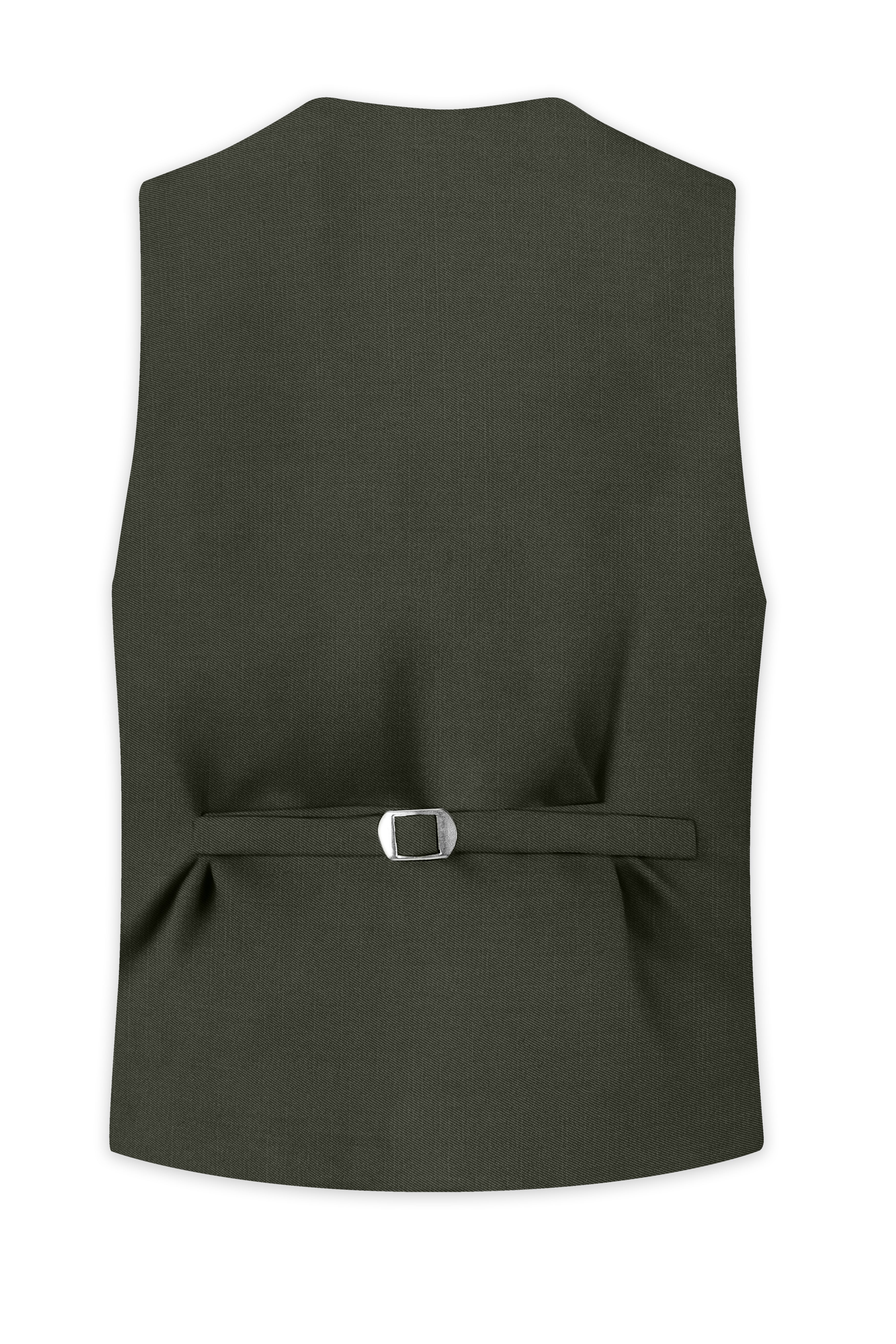 Verdant Majesty-Juniper Green Solid Wool Rich Slight Stretch Waistcoat