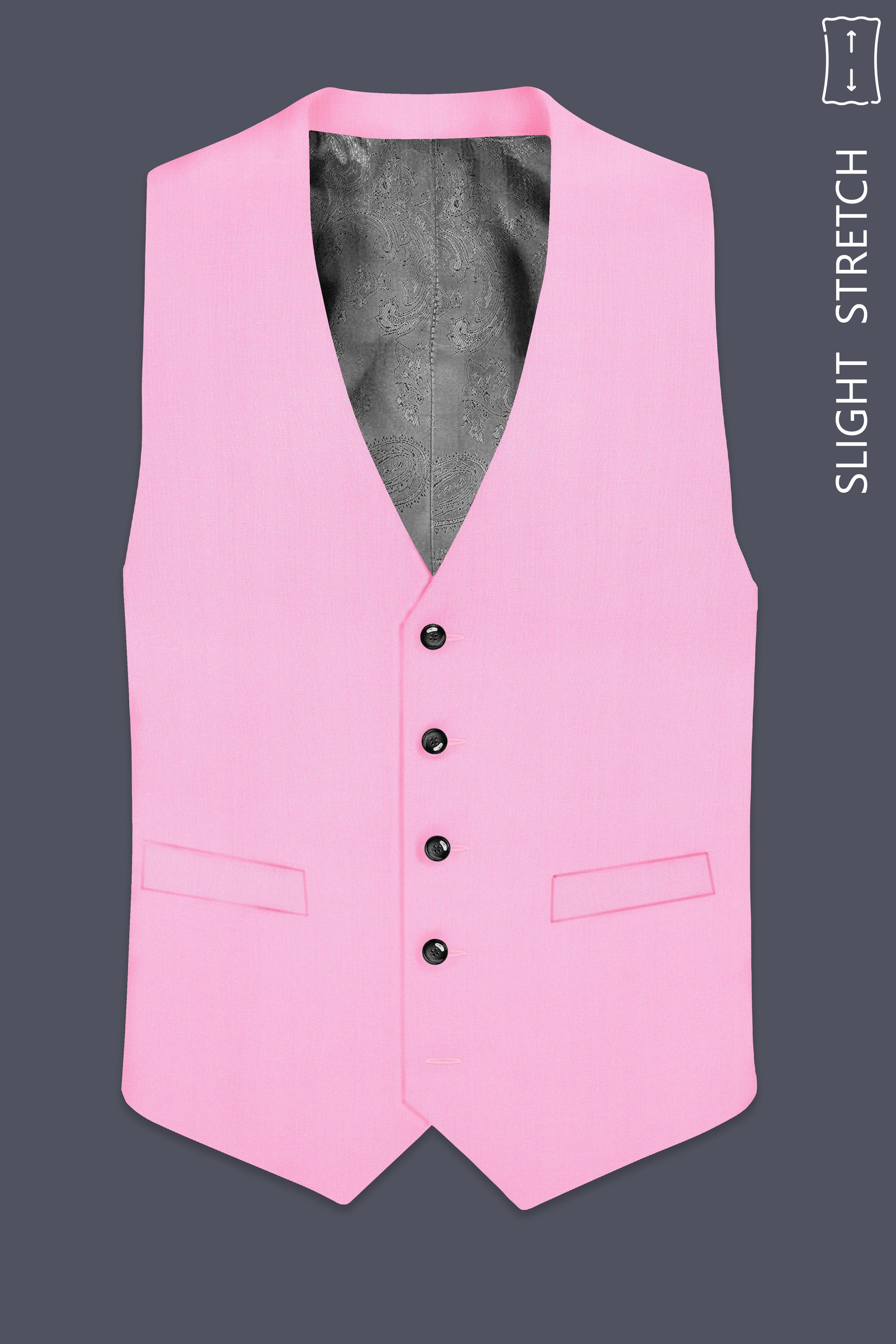 Rosé Reverie-Pestel Pink Solid Wool Rich Slight Stretch Waistcoat