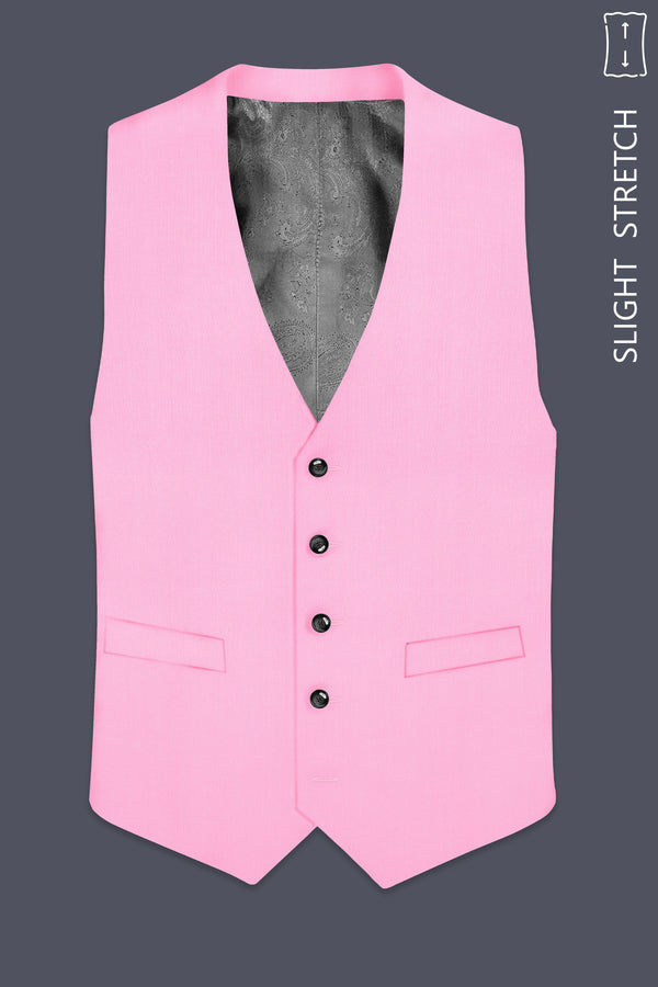 Rosé Reverie-Pestel Pink Solid Wool Rich Slight Stretch Waistcoat