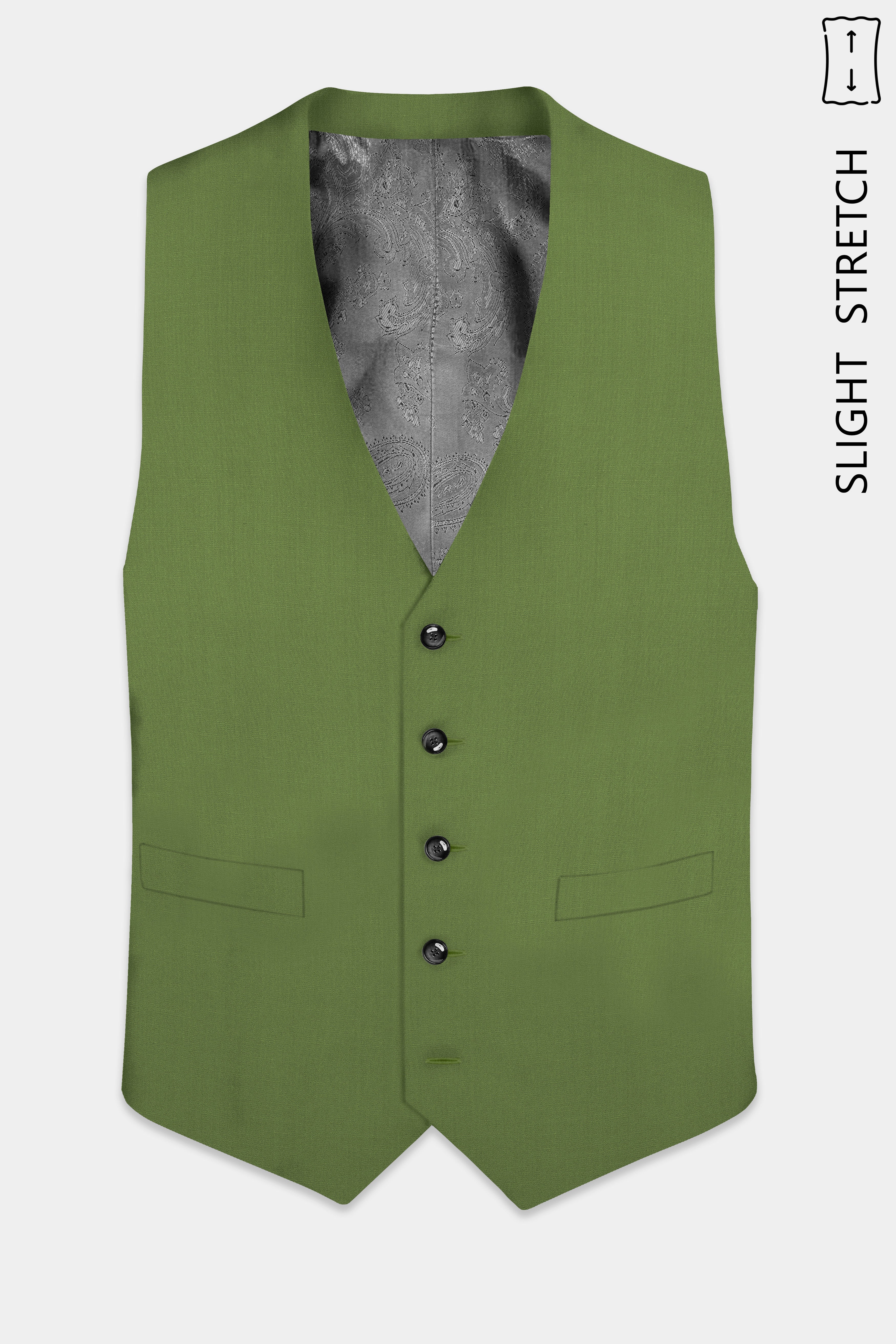 Sage Regal-Dingley Green Solid Wool Rich Slight Stretch Waistcoat