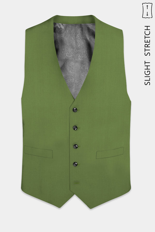 Sage Regal-Dingley Green Solid Wool Rich Slight Stretch Waistcoat