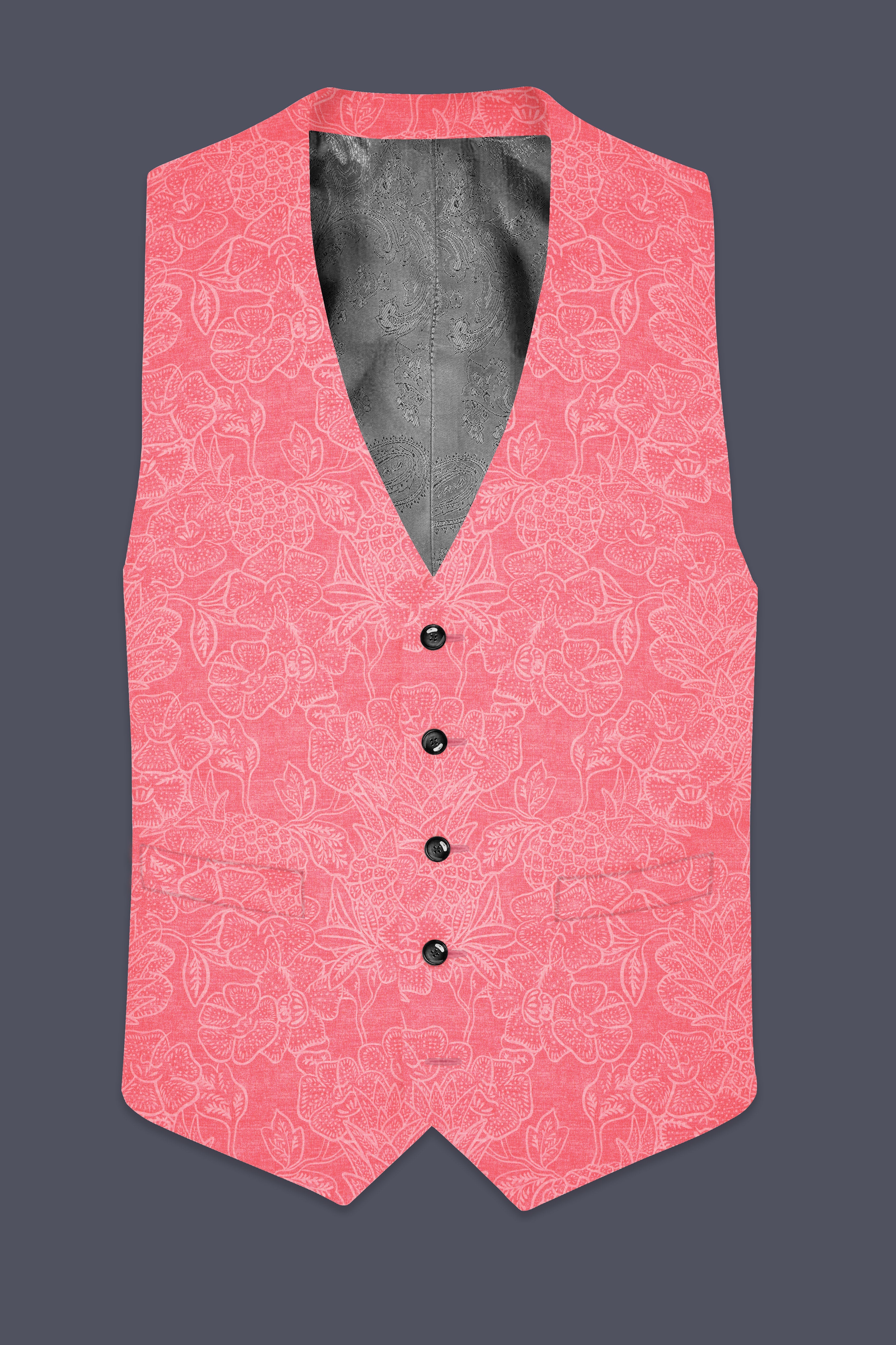 Springtide-Geraldine Pink Floral Printed Cotton Waistcoat