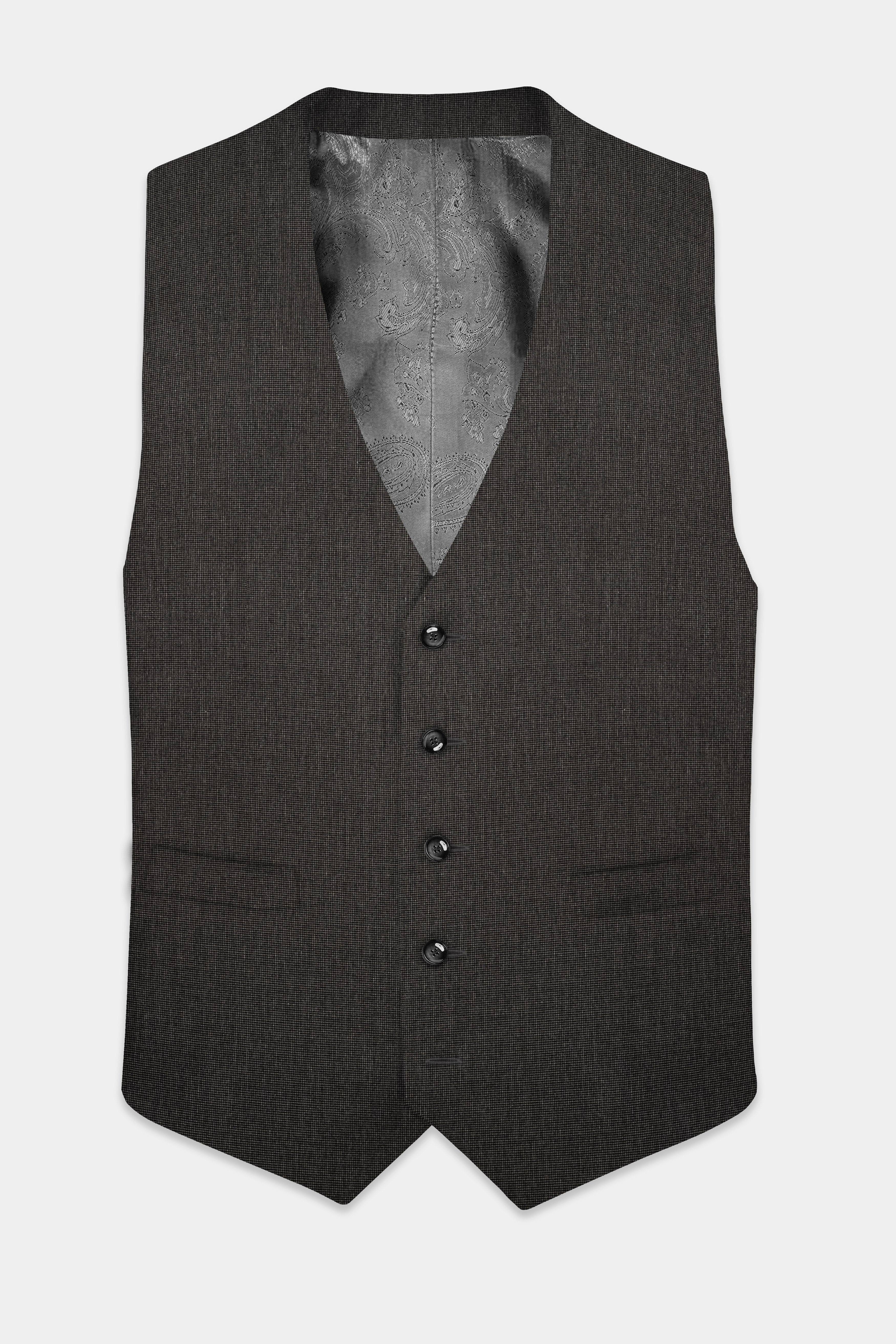 Granite Grid-Piano Gray houndstooth Textured Wool Rich Waistcoat