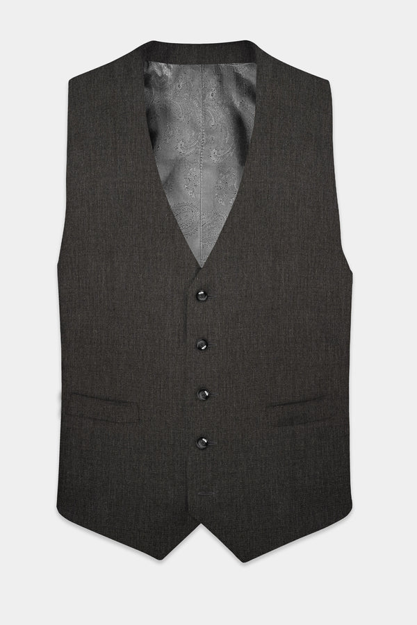 Granite Grid-Piano Gray houndstooth Textured Wool Rich Waistcoat