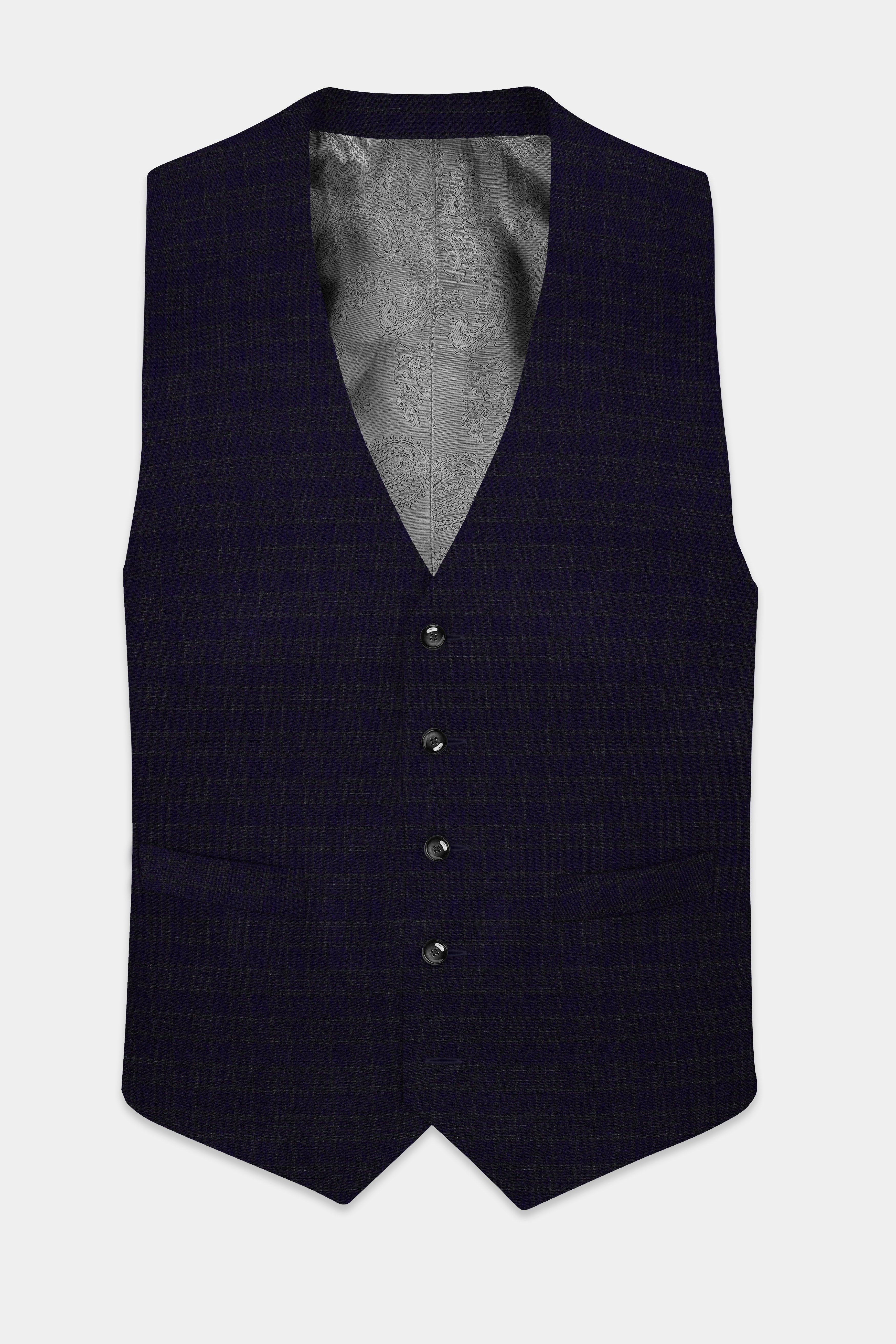 Ashford-Cinder Blue Plaid Wool Rich Waistcoat