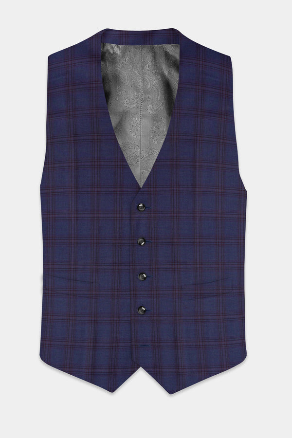 Ocean Crest-Martinique Blue Plaid Wool Rich Waistcoat