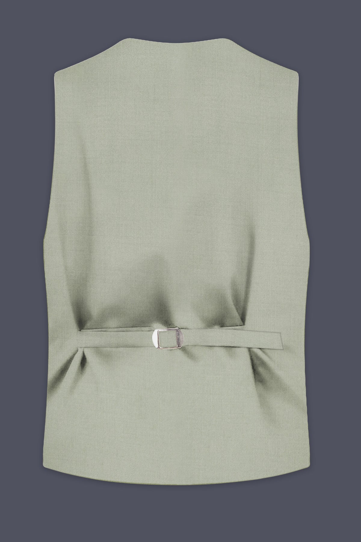 Lichen-Norway Green Solid Wool Rich Slight Stretch Waistcoat