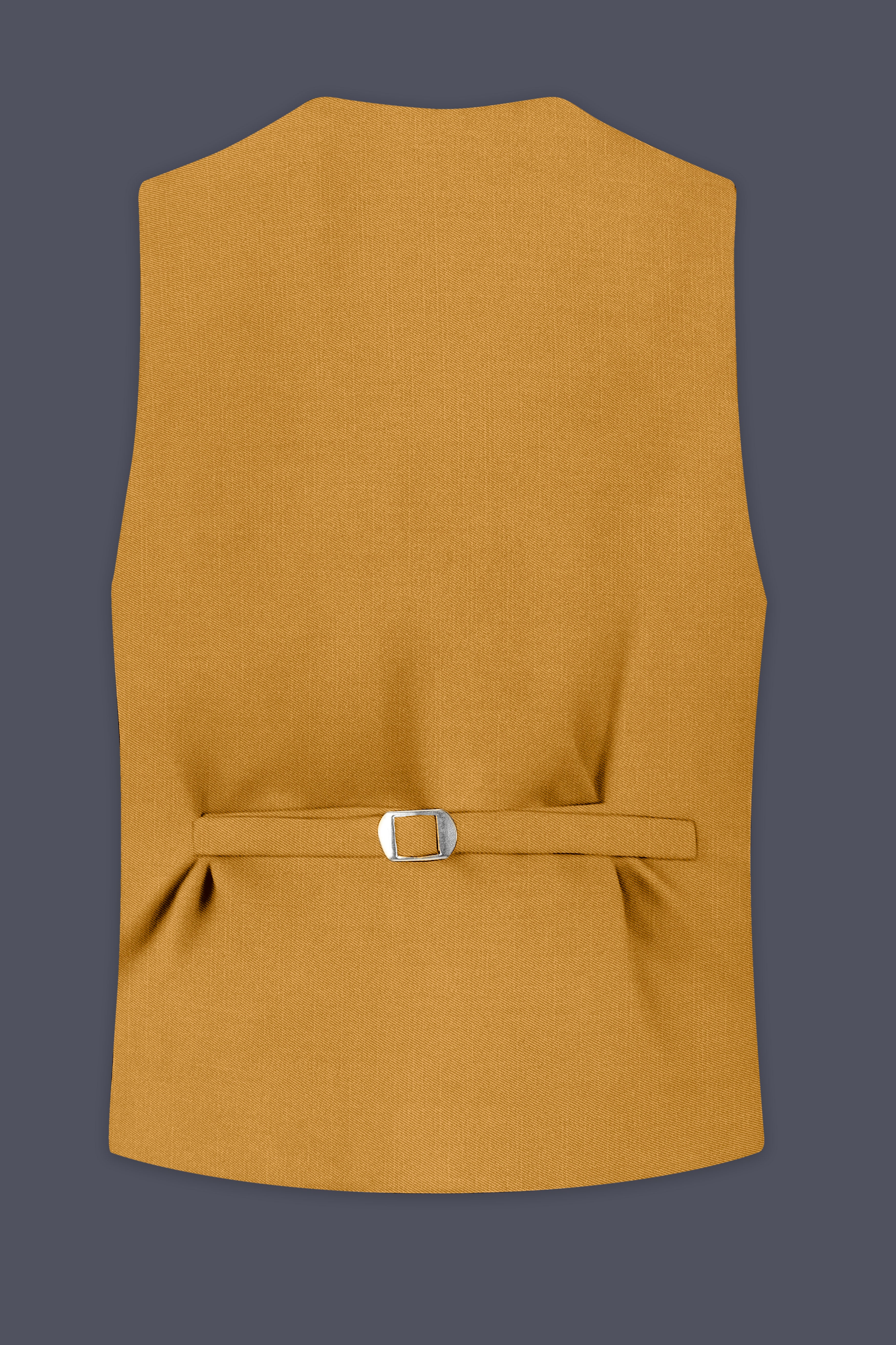 Saffron-Harvest Yellow Solid Wool Rich Slight Stretch Waistcoat
