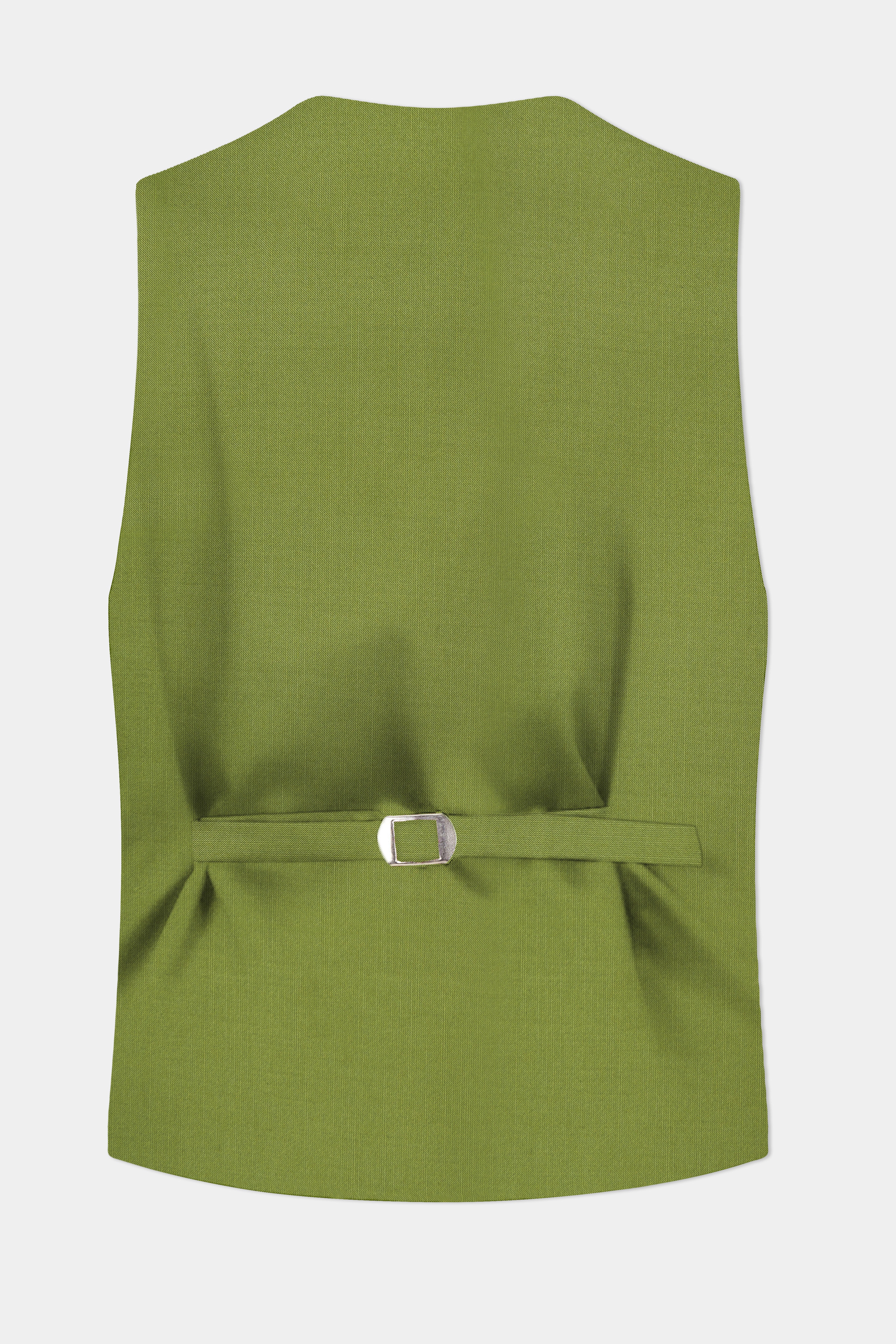 Pistachio-Wasabi Green Solid Wool Rich Slight Stretch Waistcoat