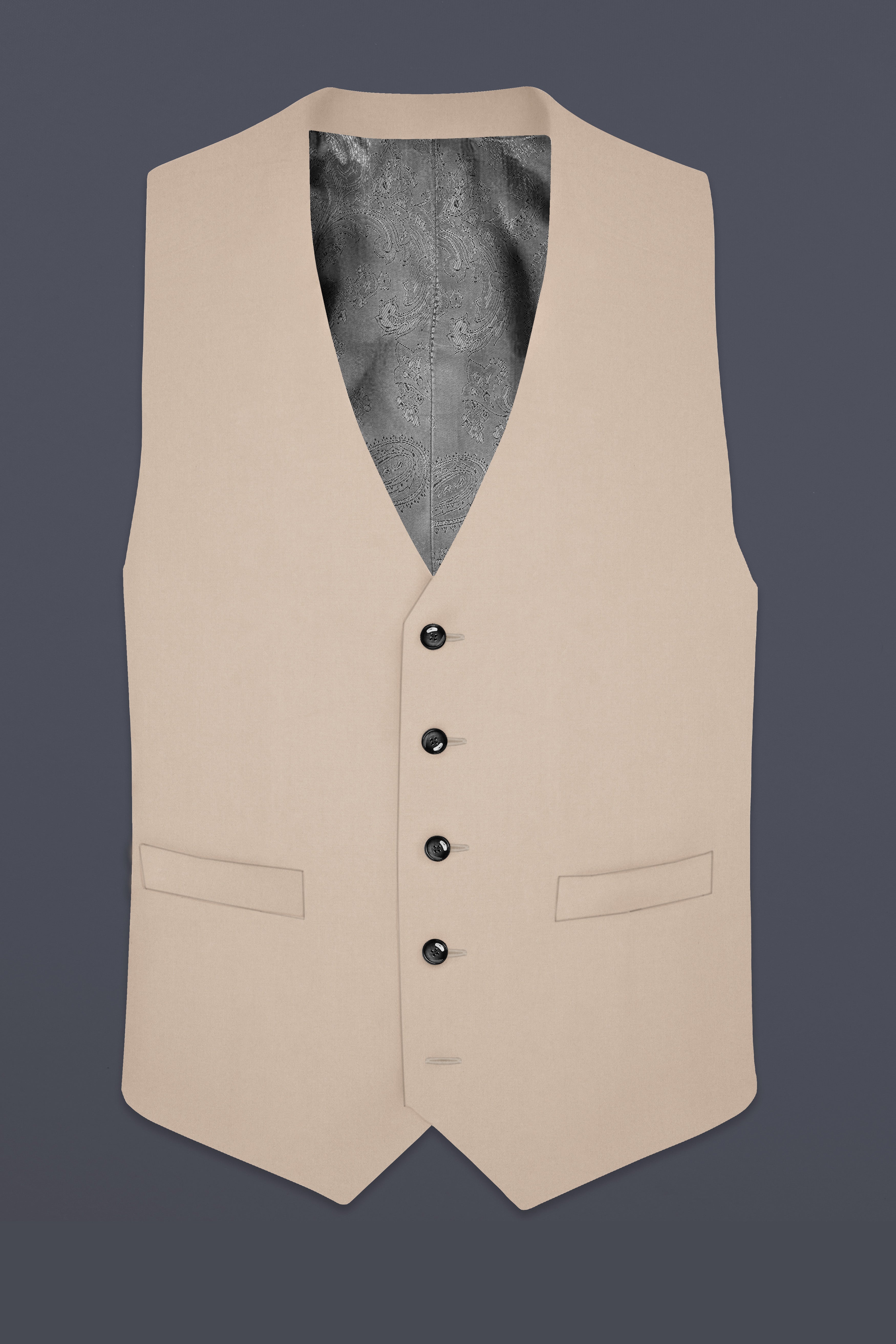 Almond Cream Solid Cotton Waistcoat
