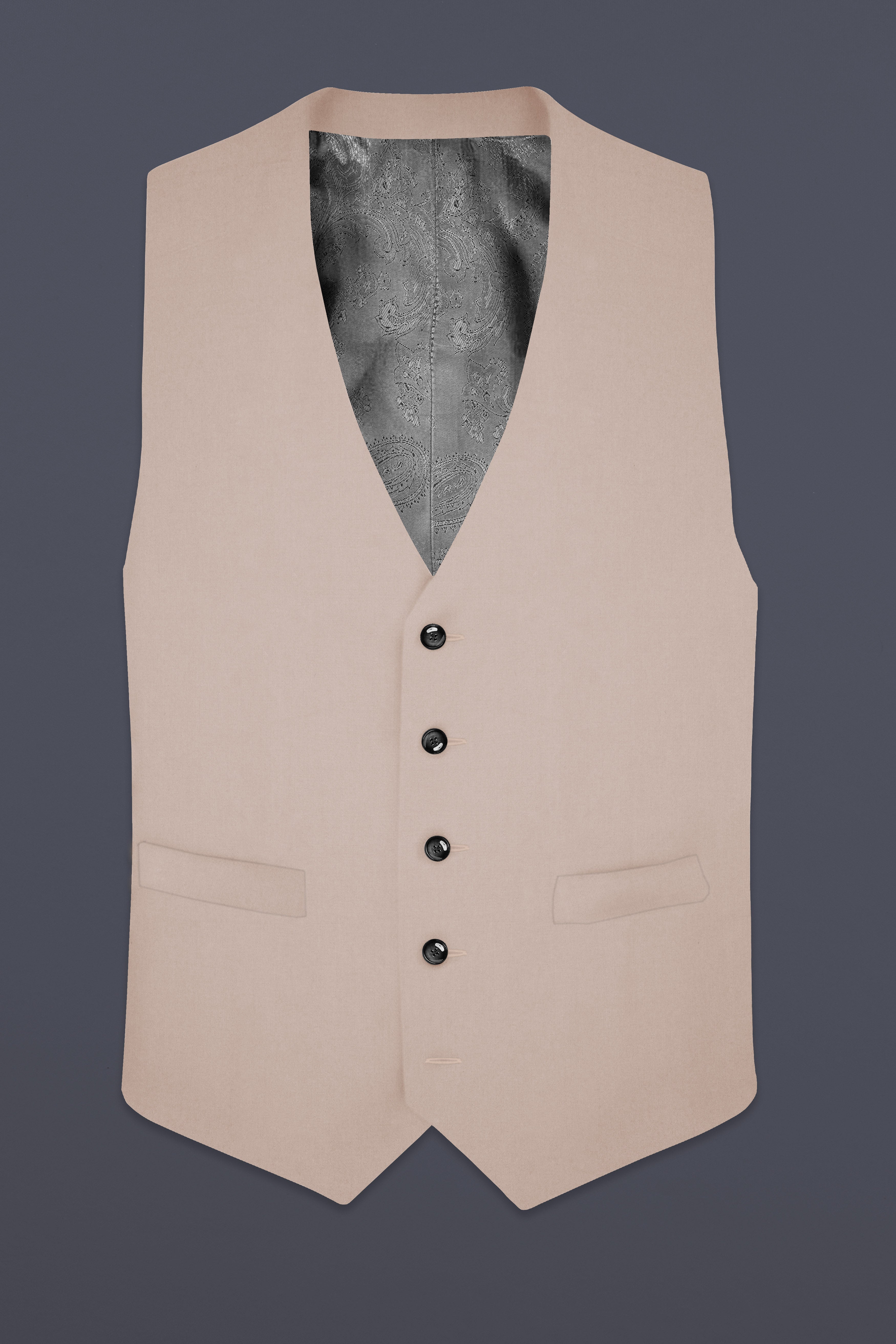 Clam Shell Cream Solid Cotton Waistcoat