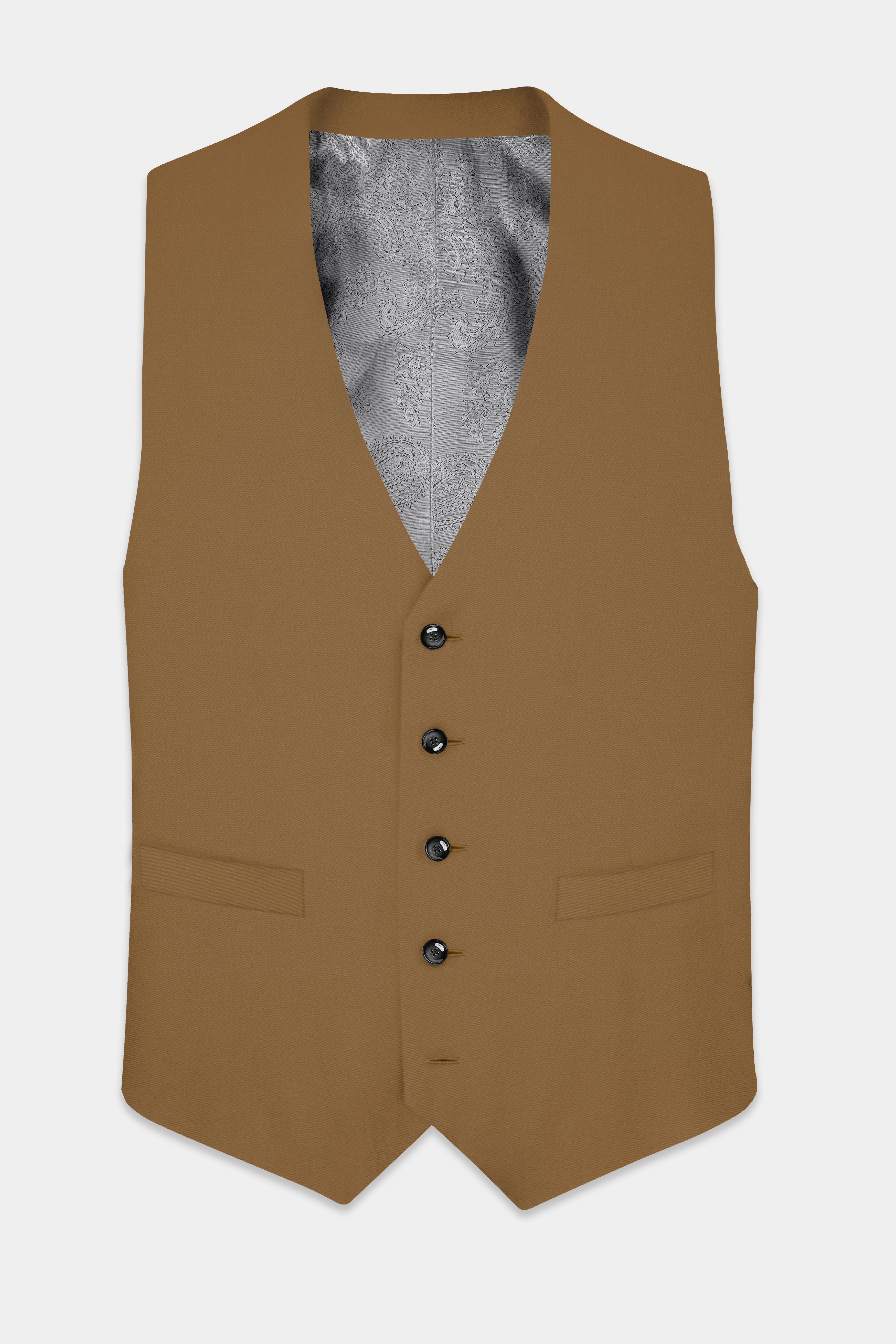 Roman Coffee Brown Solid Wool Rich Waistcoat