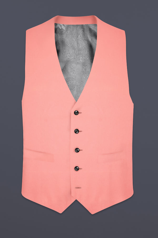 Flamingo Pink Solid Cotton Waistcoat