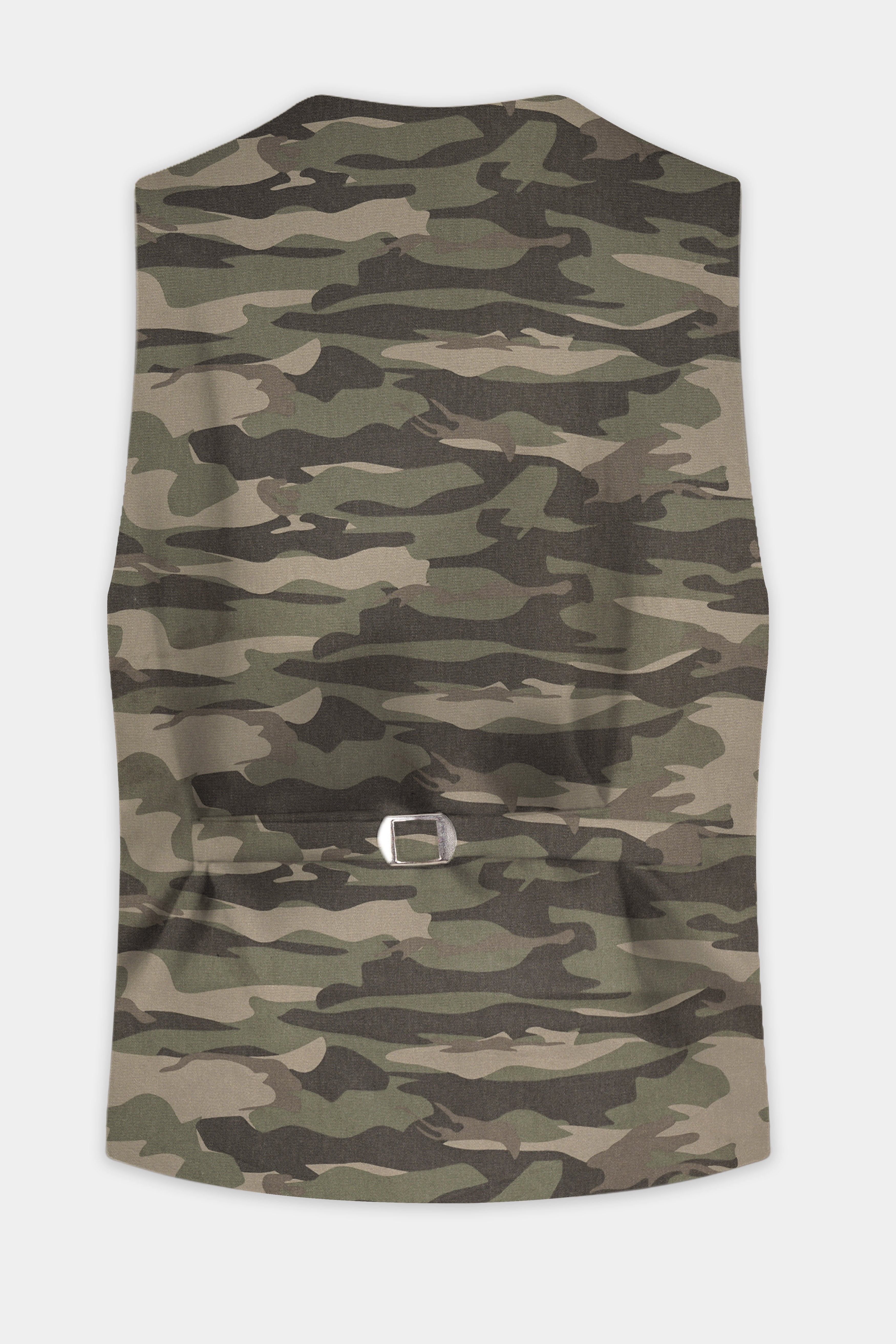 Crocodile Brown And Wenge Camouflage Printed Cotton Waistcoat