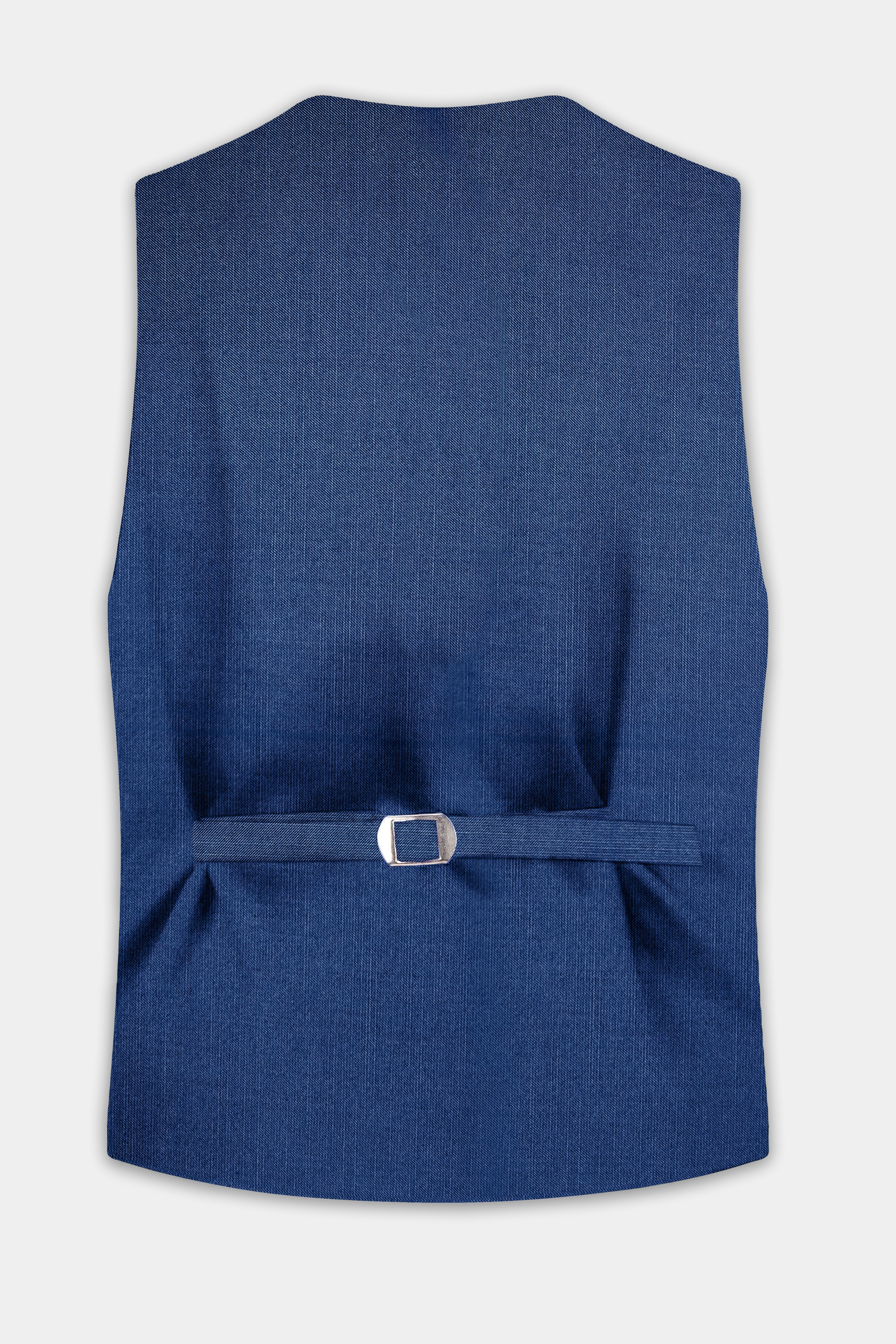 Marinoir-Cello Blue Solid Wool Rich Stretchable Waistcoat