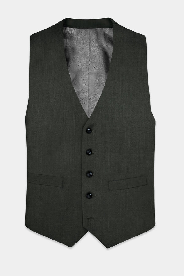 Shafton-Mine Shaft Green Solid Wool Rich Stretchable Waistcoat