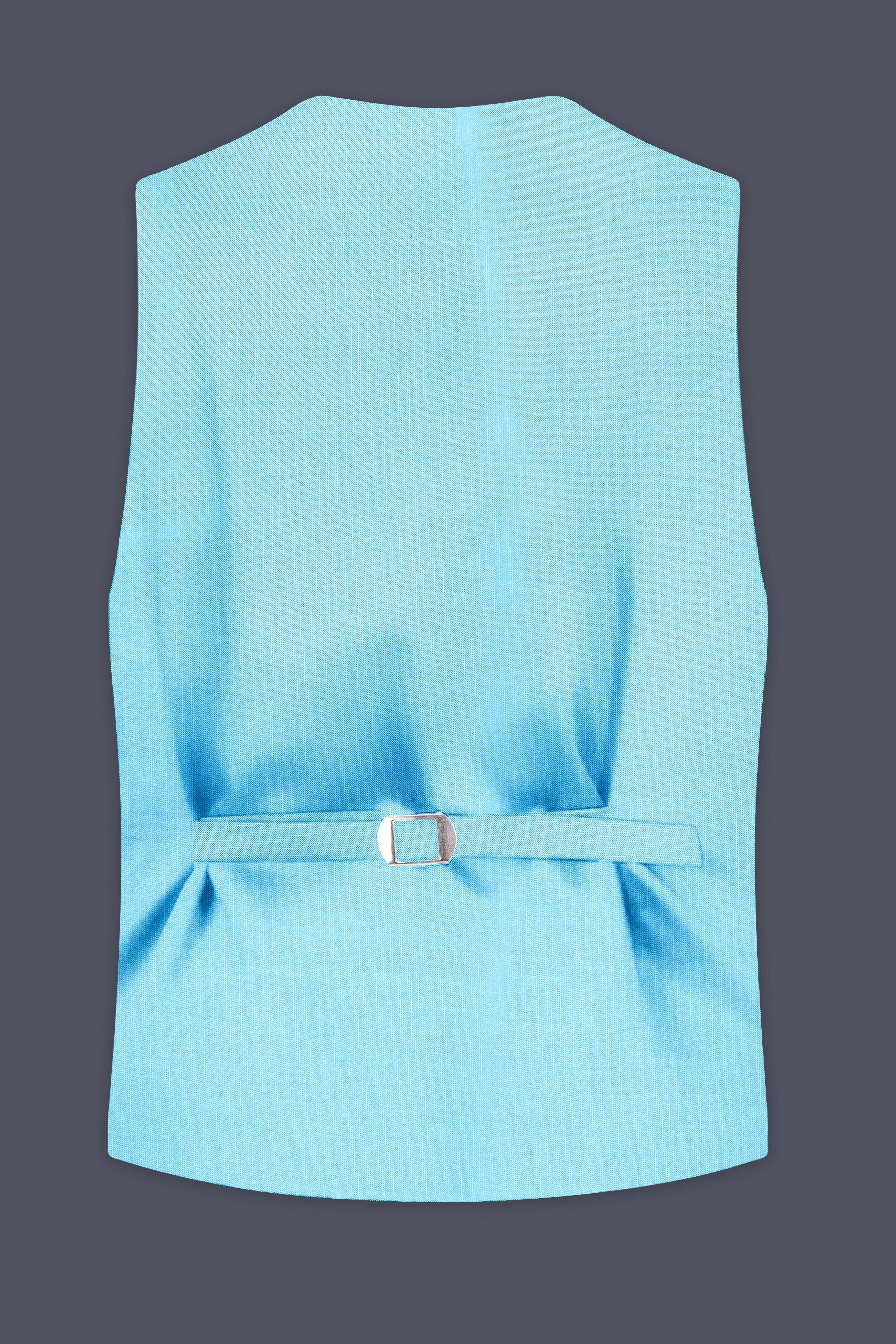 Iceland-Aquamarine Blue Solid Wool Rich Slight Stretch Waistcoat
