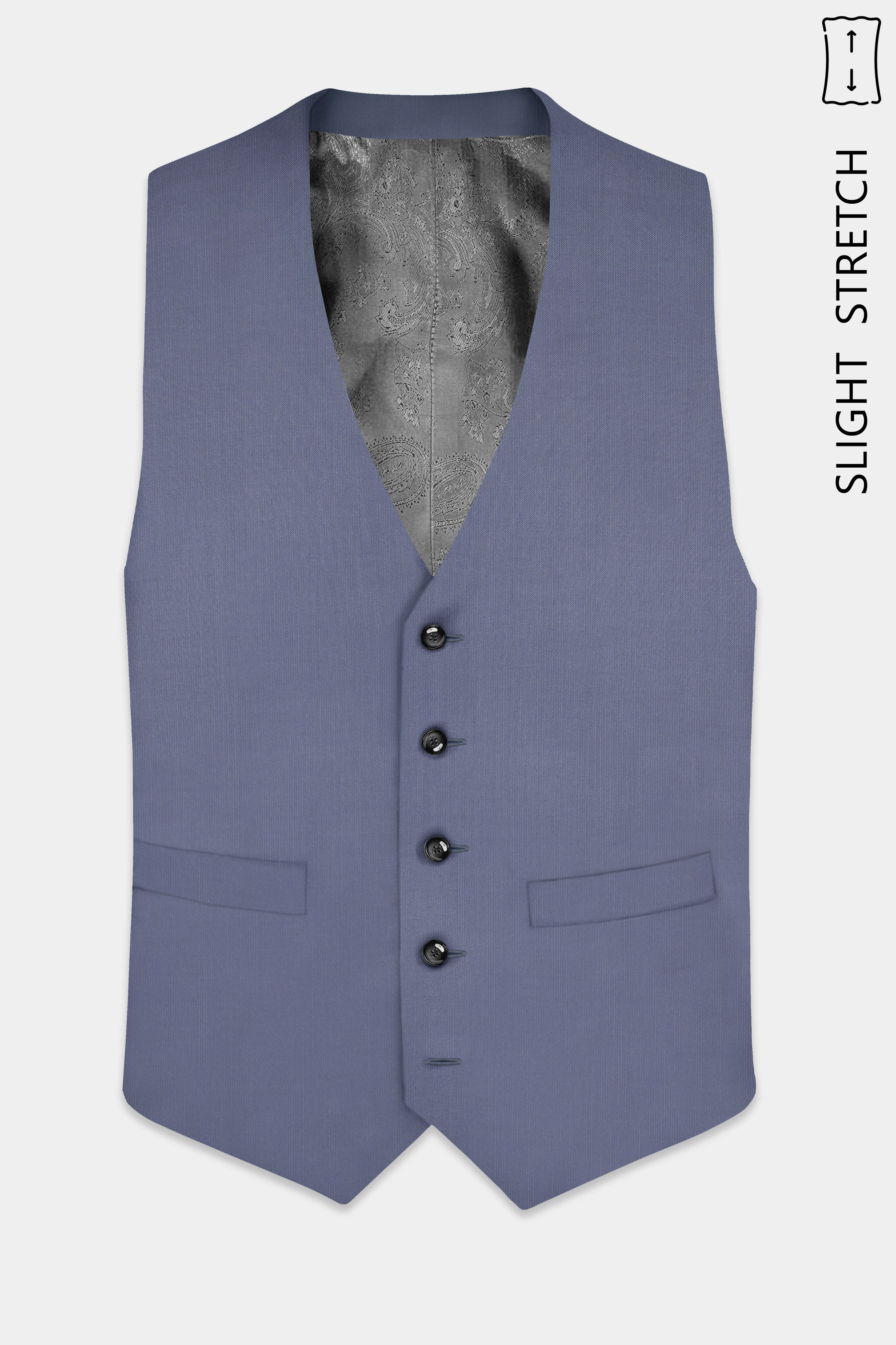 Zenith-Comet Gray Solid Wool Rich Slight Stretch Waistcoat