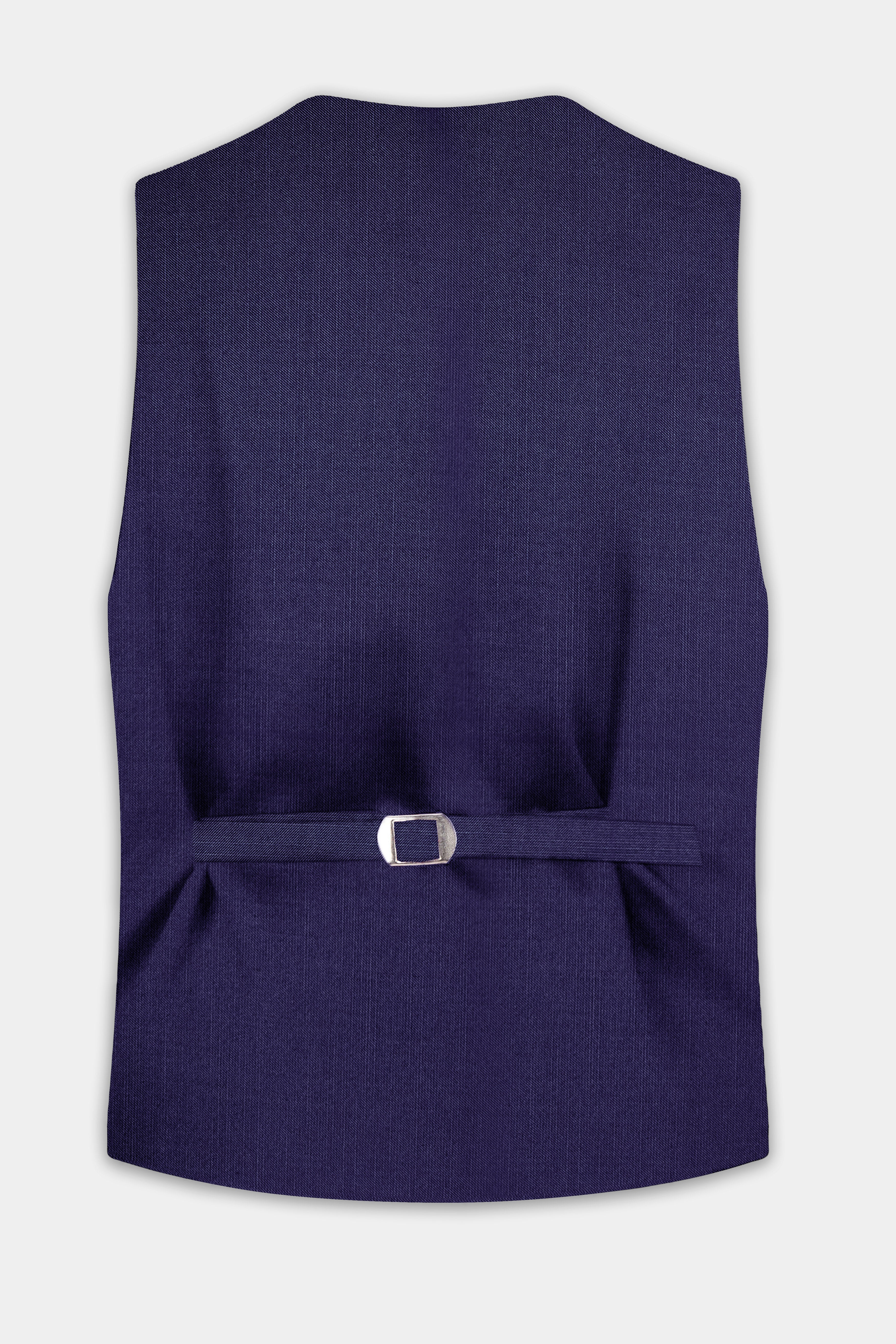 Triton-Martinique Blue Solid Wool Rich Slight Stretch Waistcoat