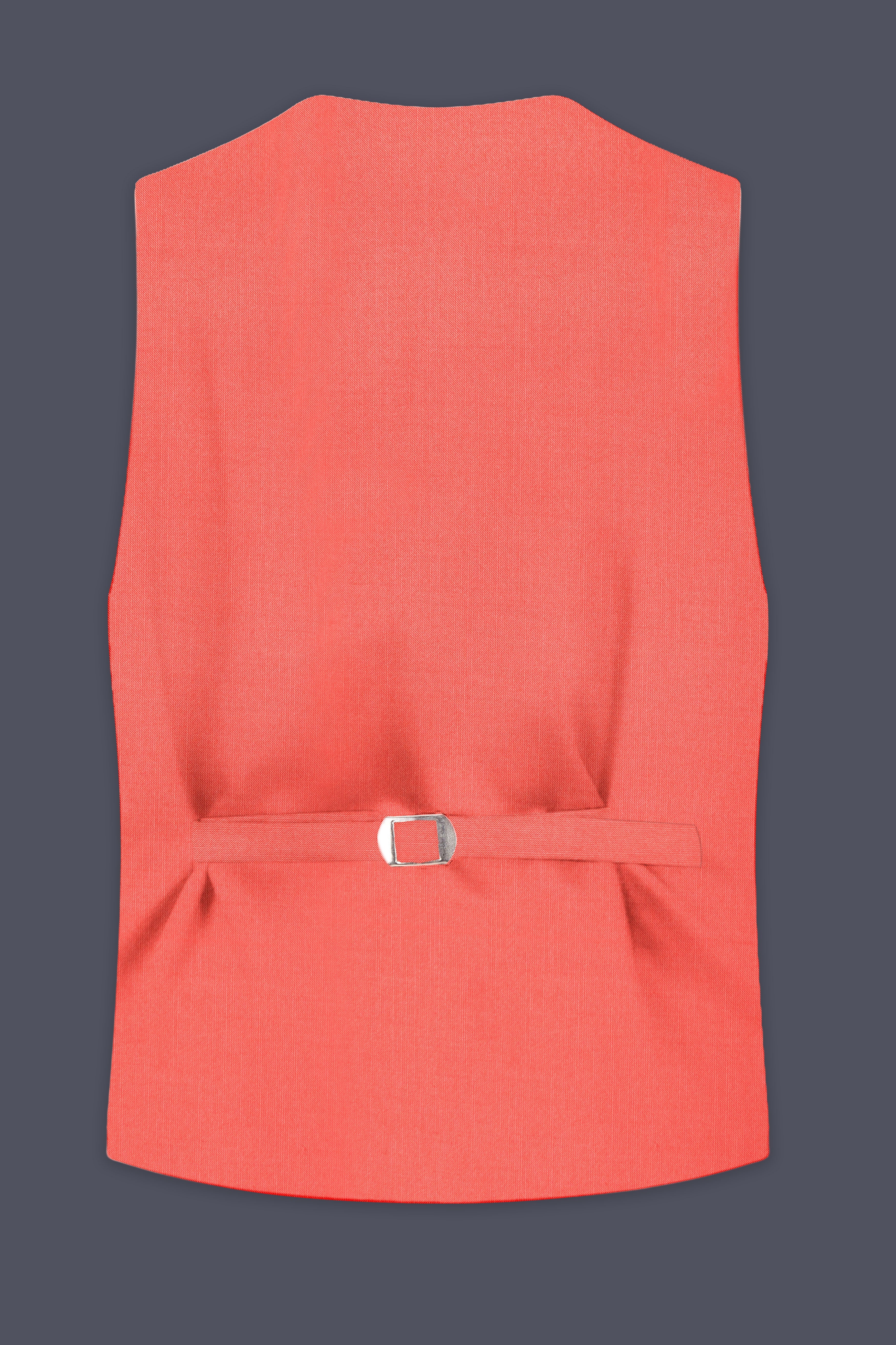 Aurora-Salmon Orange Solid Wool Rich Stretchable Waistcoat