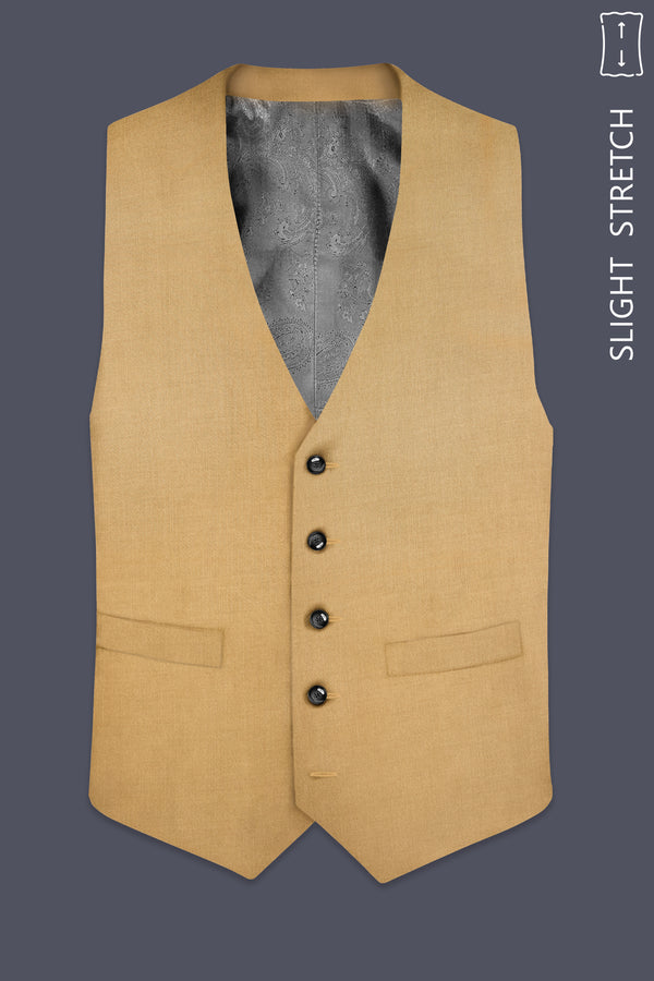Sepia-Twine Brown Solid Wool Rich Slight Stretch Waistcoat
