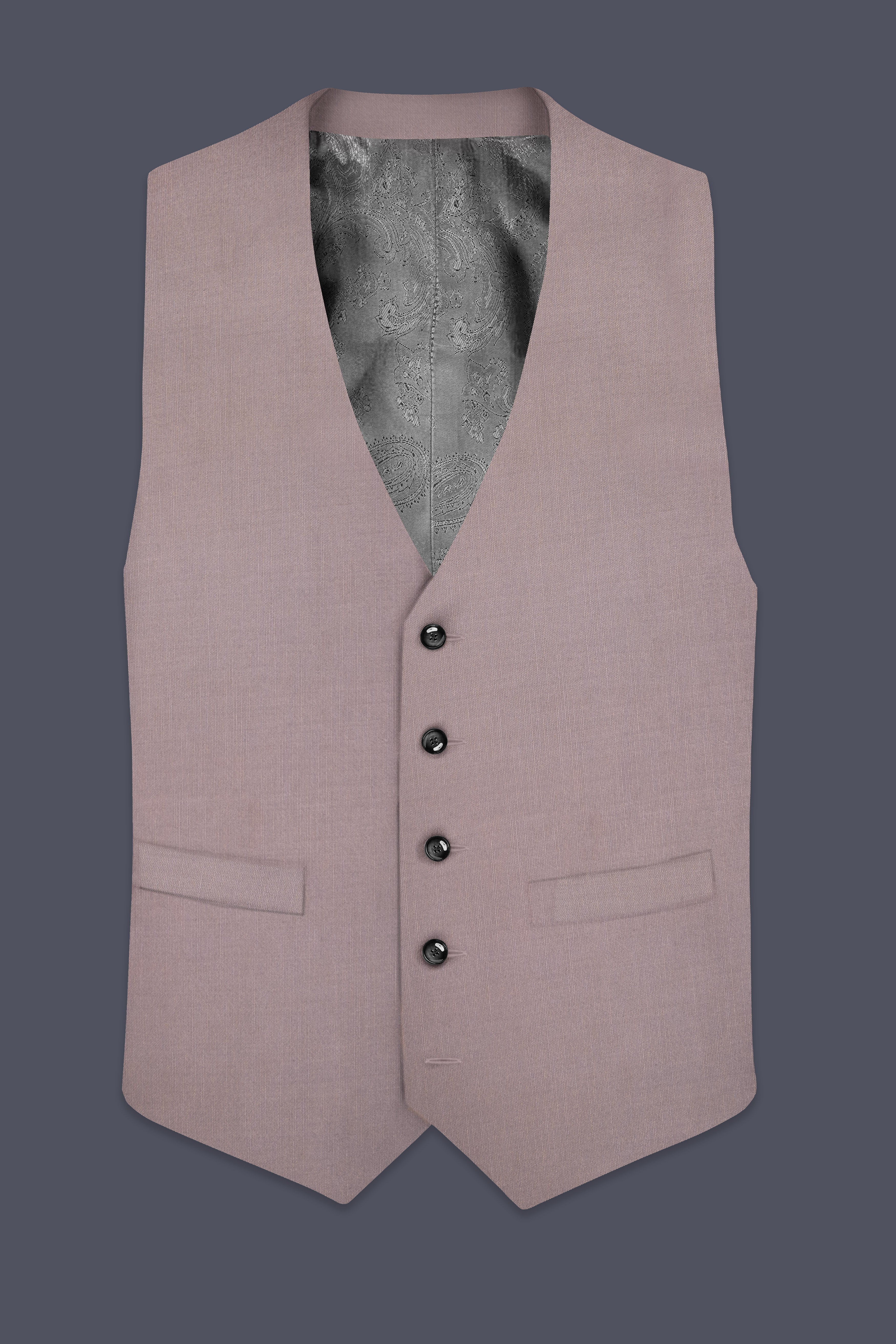 Amour-Rose Quartz Pink Solid Wool Rich Stretchable Waistcoat