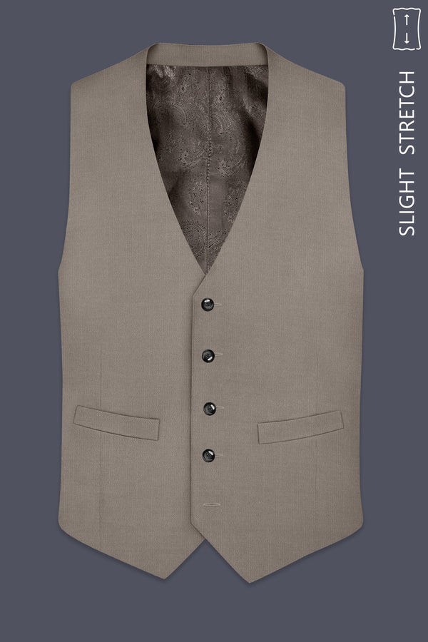 Amour-Dusty Brown Solid Wool Rich Slight Stretch Waistcoat