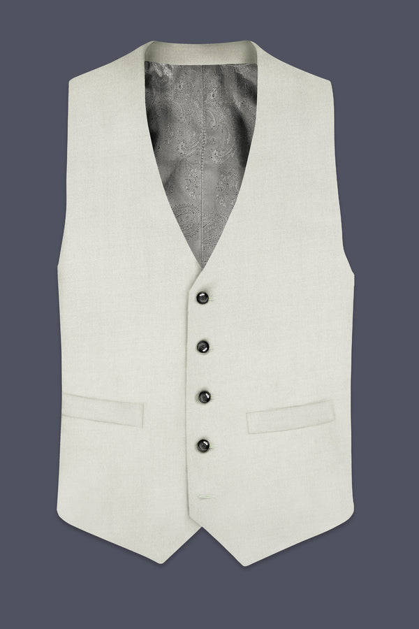 Mist-Swirl Gray Solid Wool Rich Stretchable Waistcoat